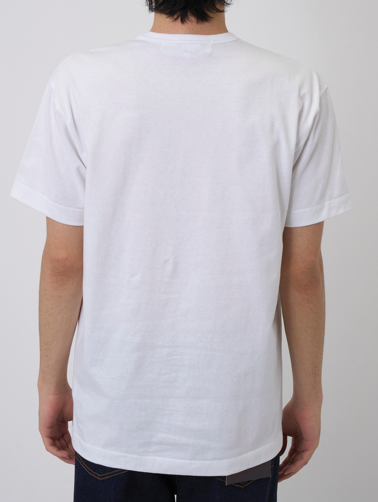 CDG Play White Stone Emblem Black Heart Tshirt