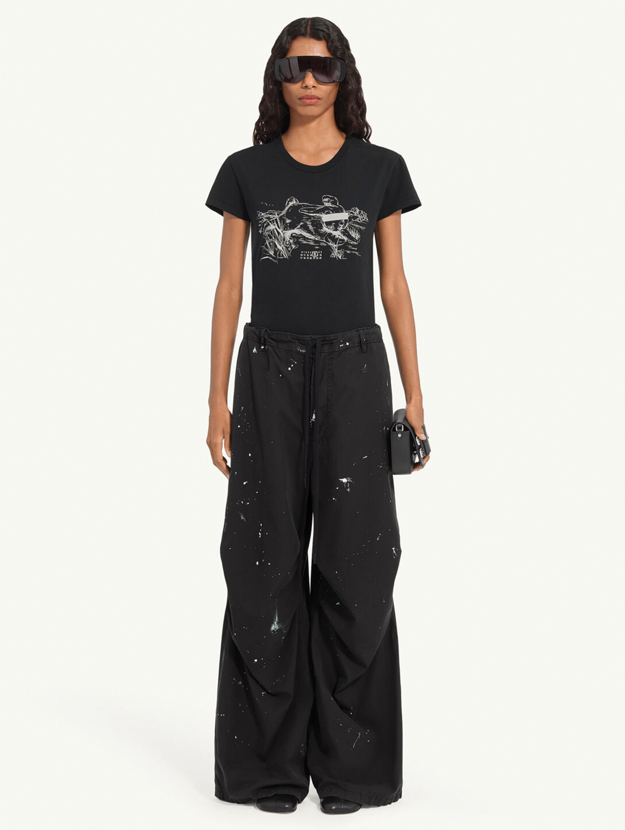MM6 Black Painted Pants