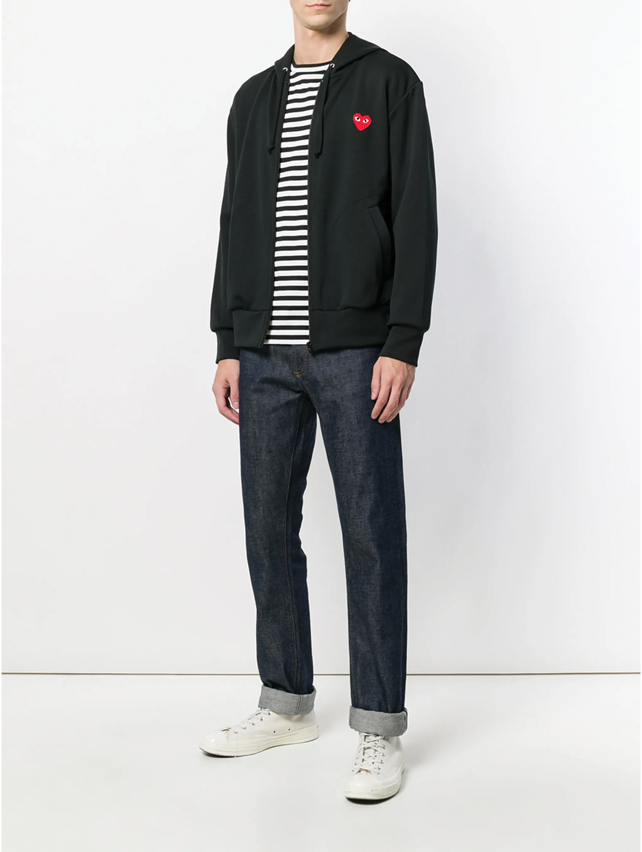 CDG Play Black Zip Up Hoodie