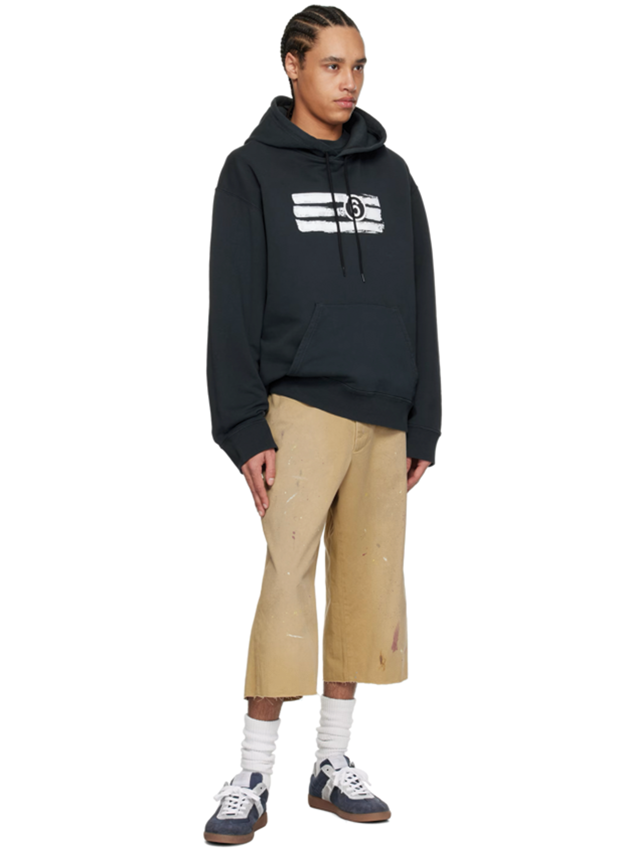 MM6 Black Painted Hoodie