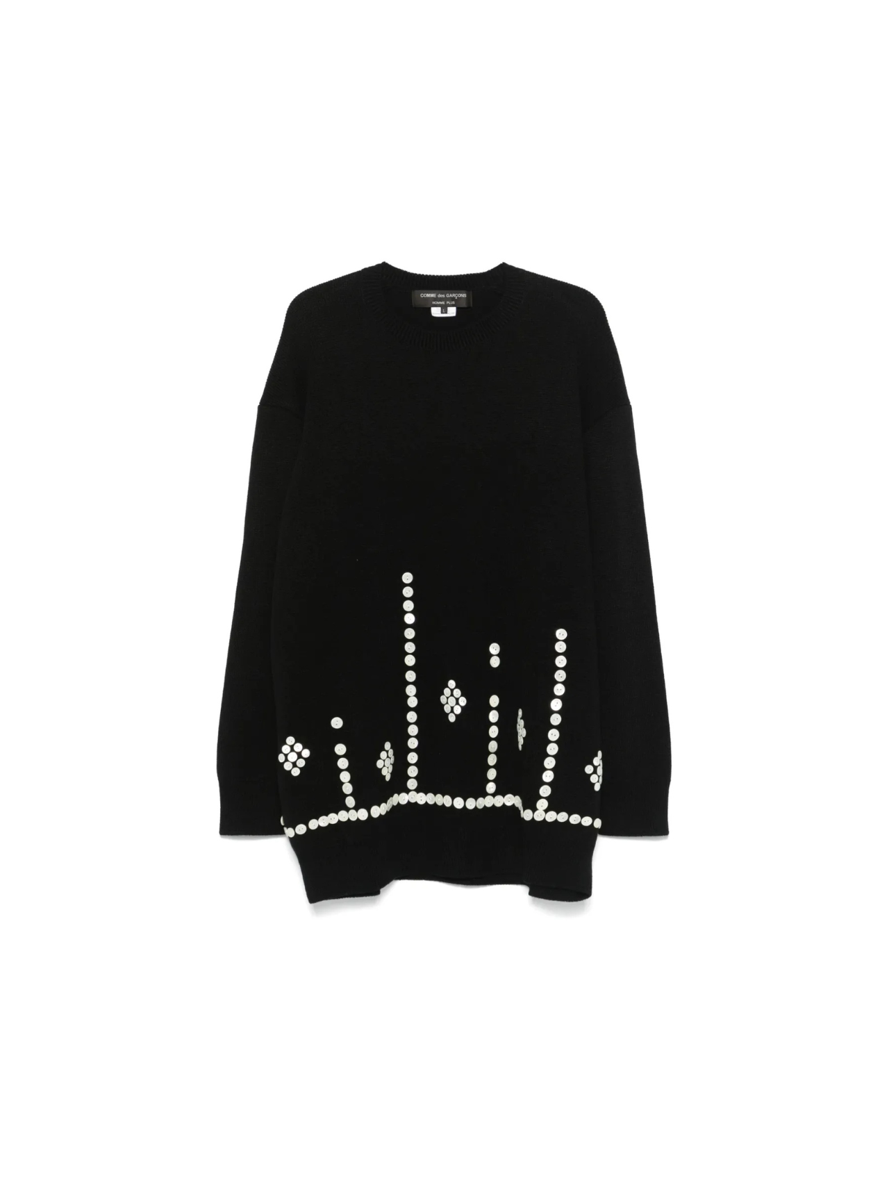 CDG Homme Plus Black Button Stitched Sweater