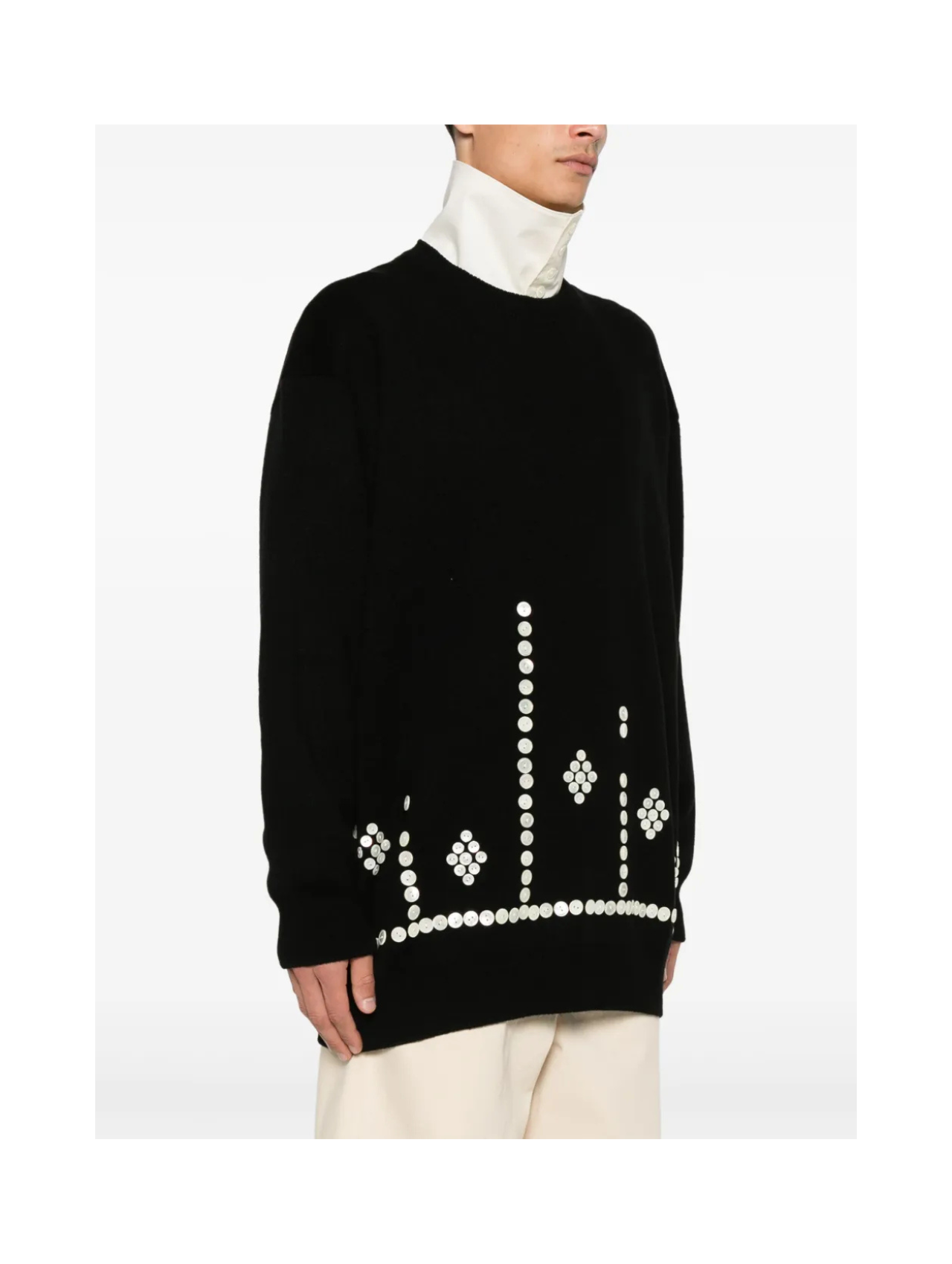 CDG Homme Plus Black Button Stitched Sweater