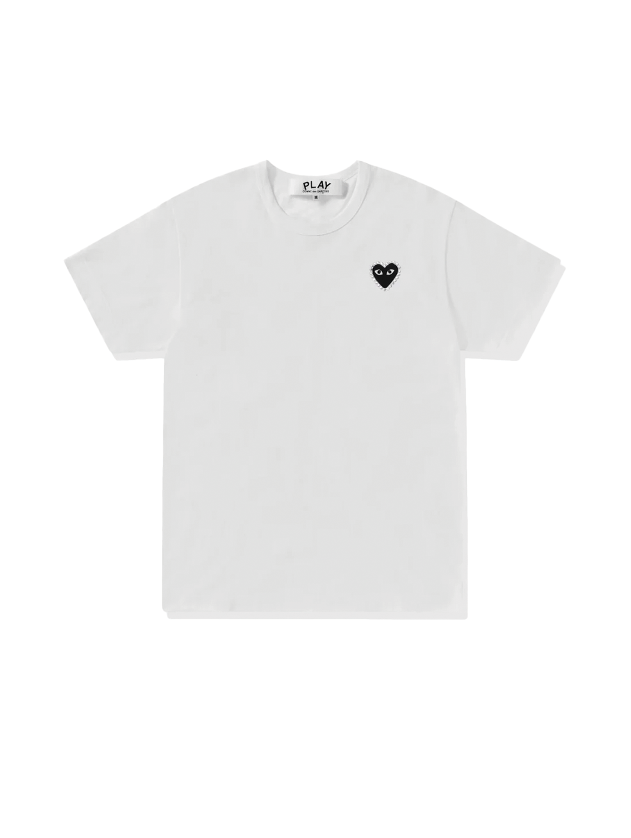 CDG Play White Stone Emblem Black Heart Tshirt
