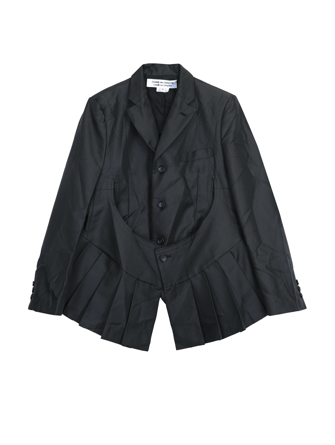 CDG CDG Black Twill Pleated Curve Cut Jacket