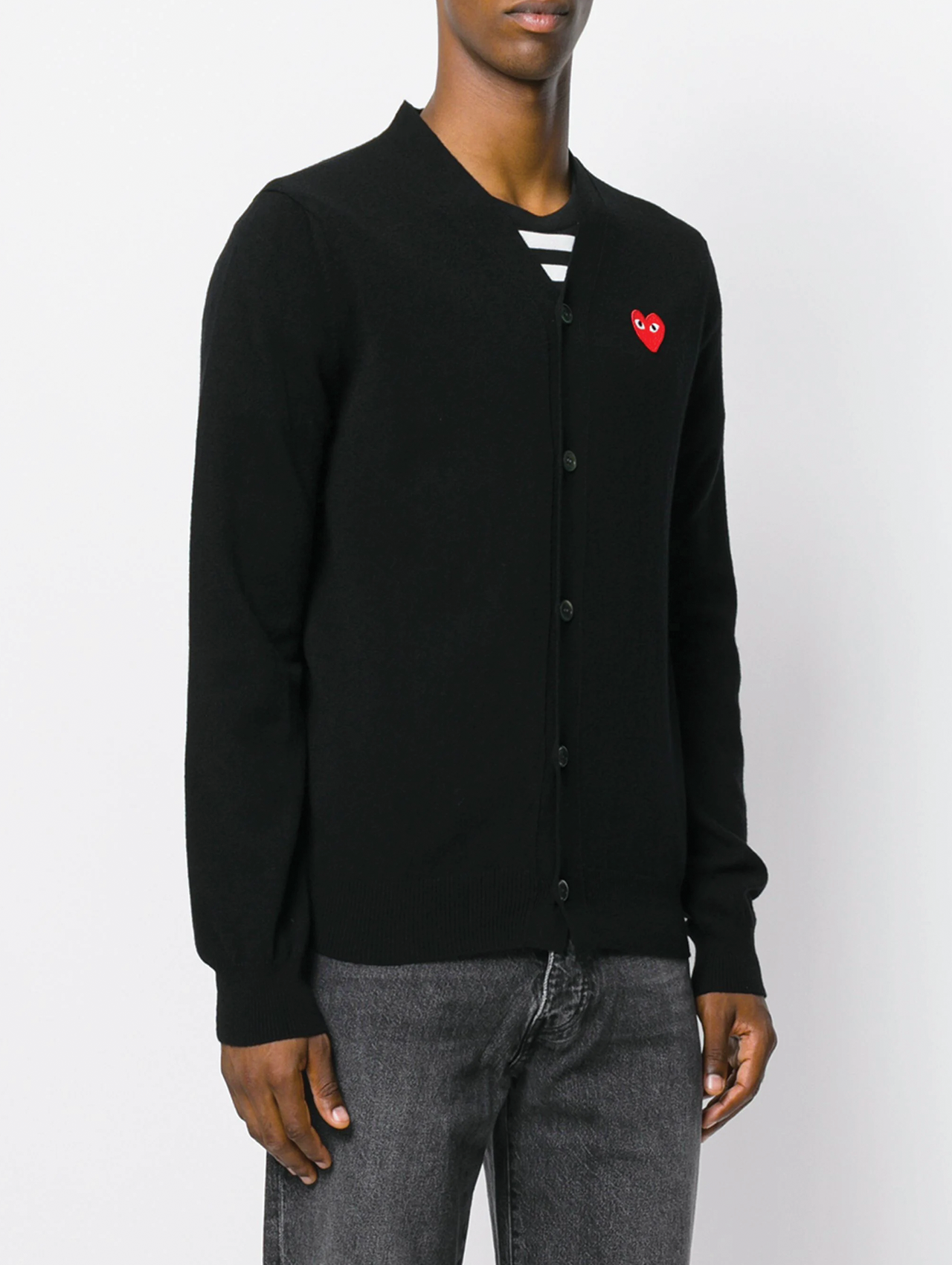CDG Play Black V-Neck Cardigan