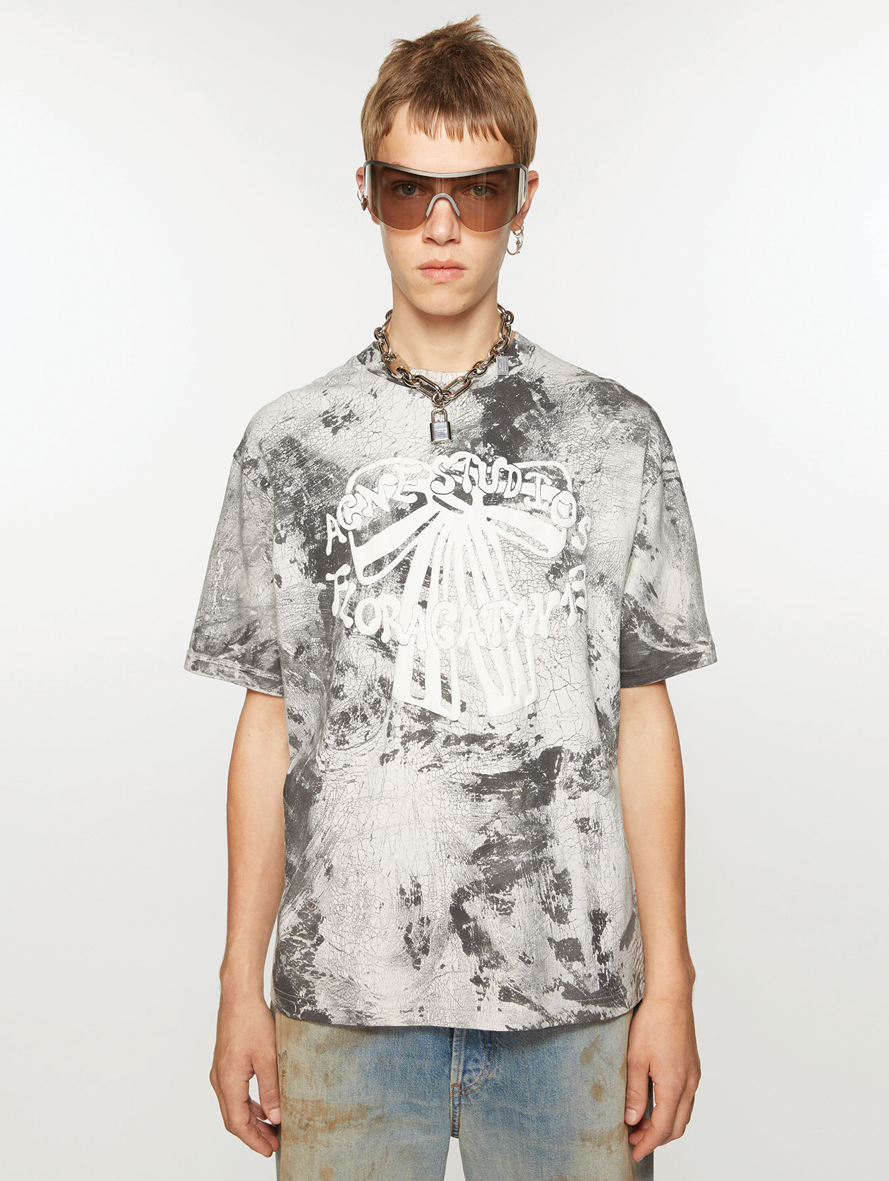 Acne Studios Faded Black Plaster Print T-Shirt