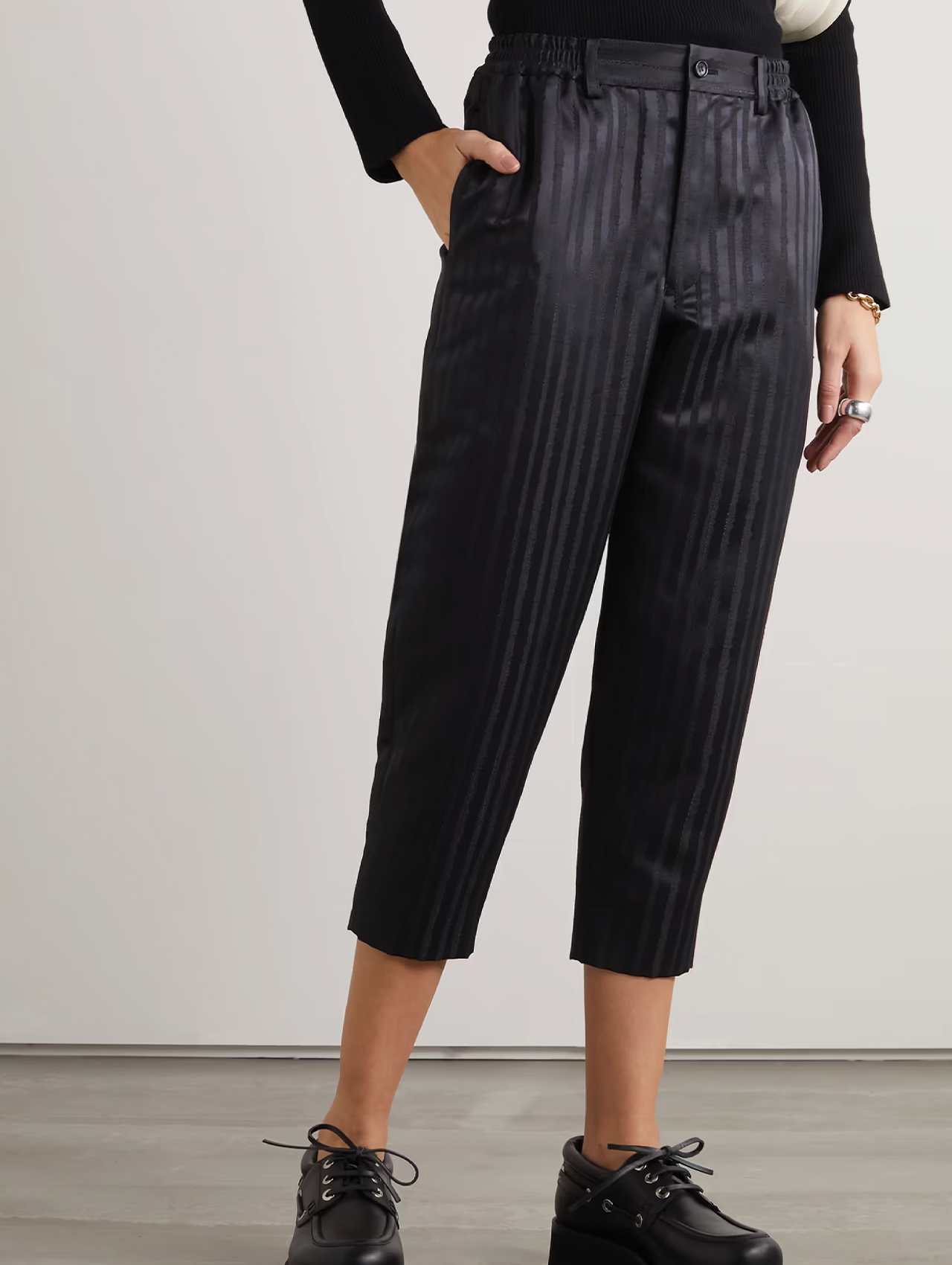 CDG CDG Black Satin Pinstripe Pants