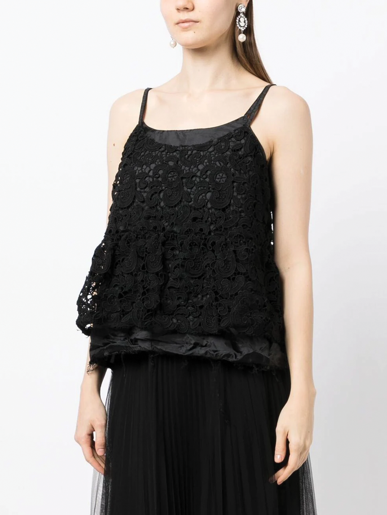 CDG CDG Black Layered Lace Cami