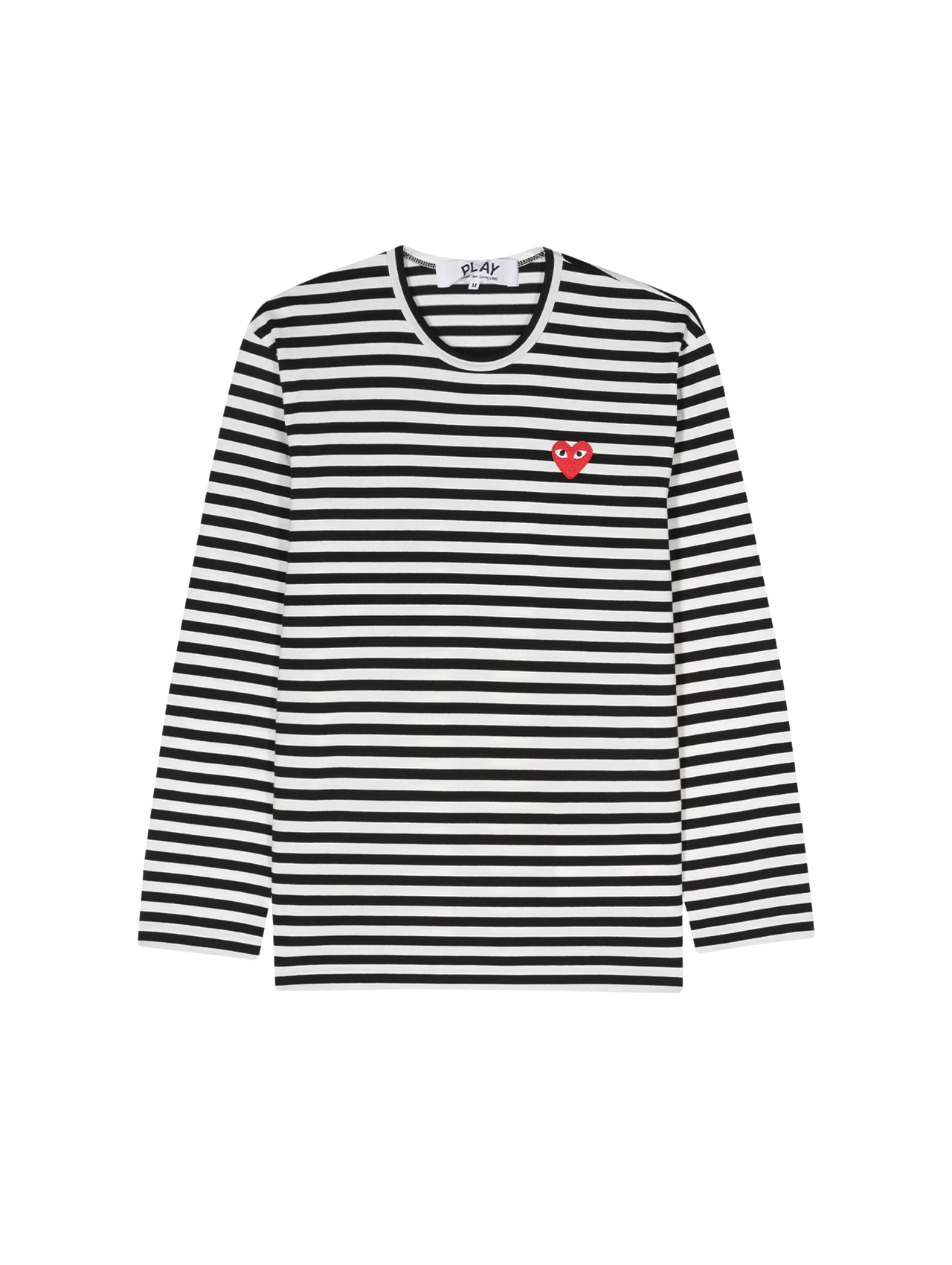 CDG PLAY Black Stripe Logo Patch Long Sleeve Shirt