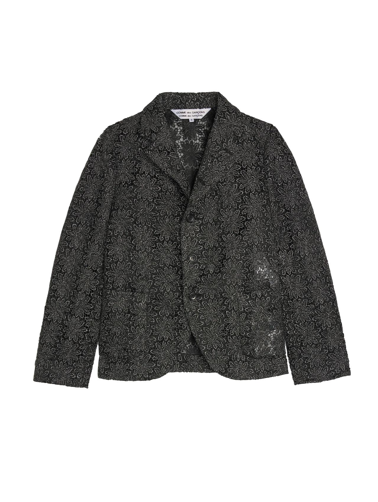 CDG CDG Grey Metallic Floral Lace Jacket