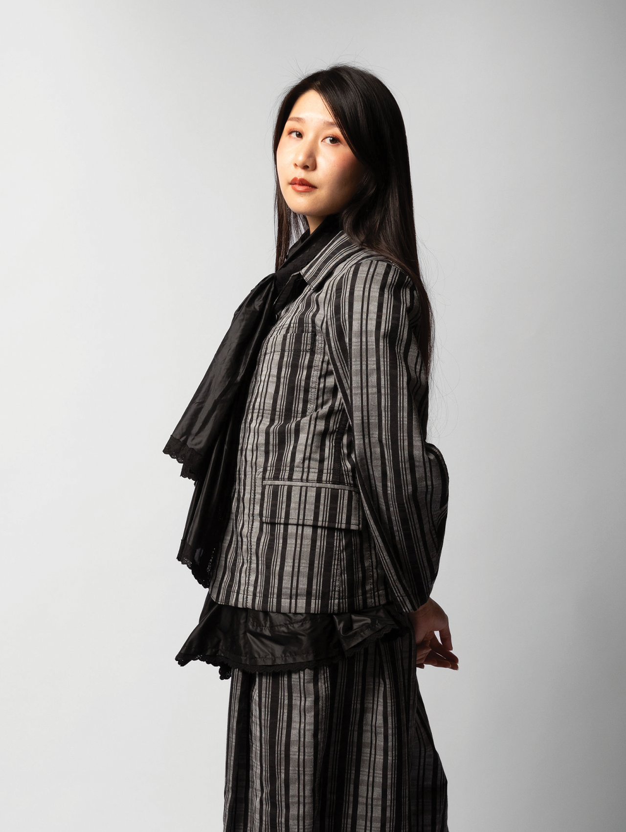 CDG TAO Black/Grey Striped Jacket