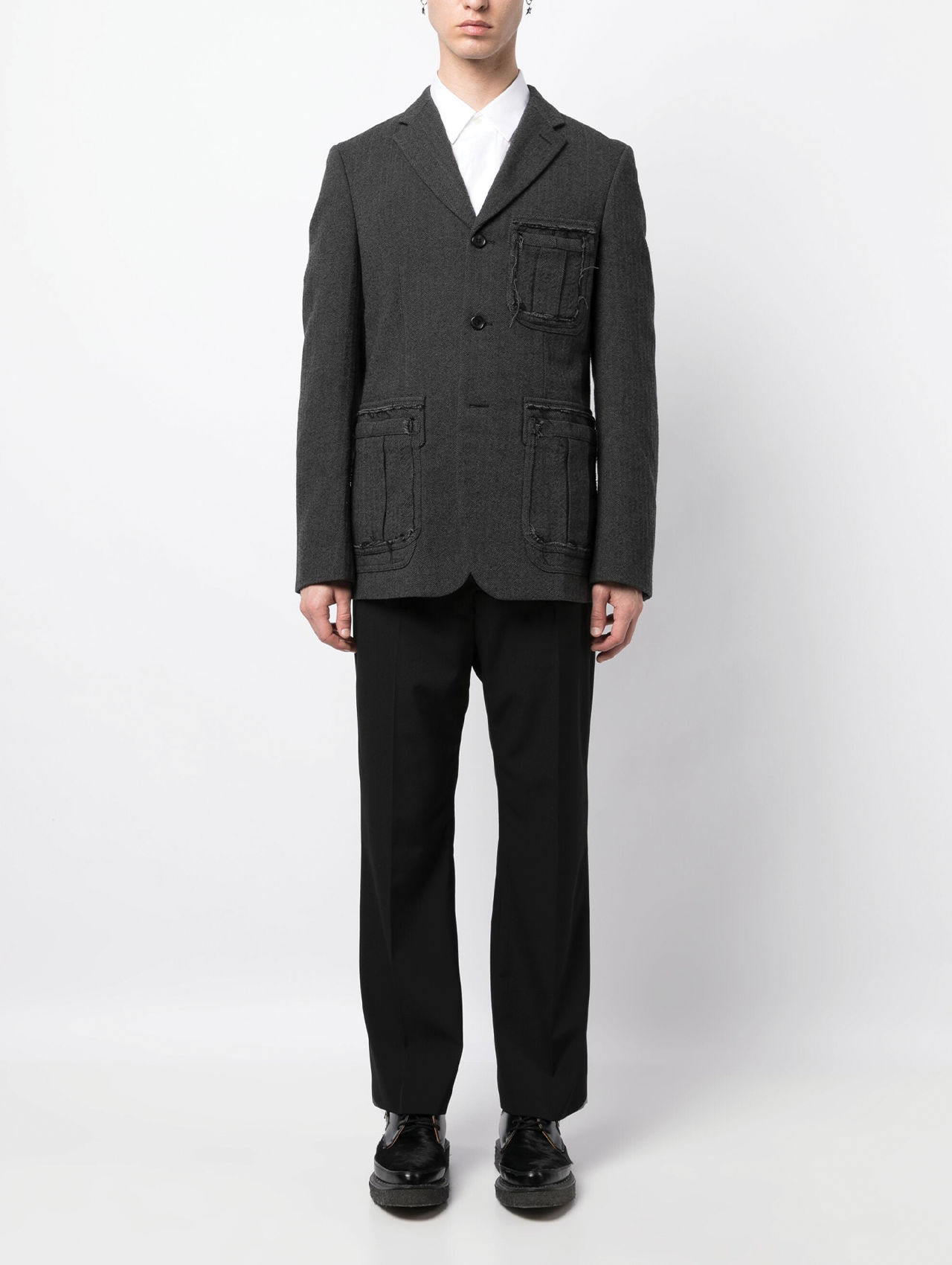 Homme Deux Grey Unfinished Blazer