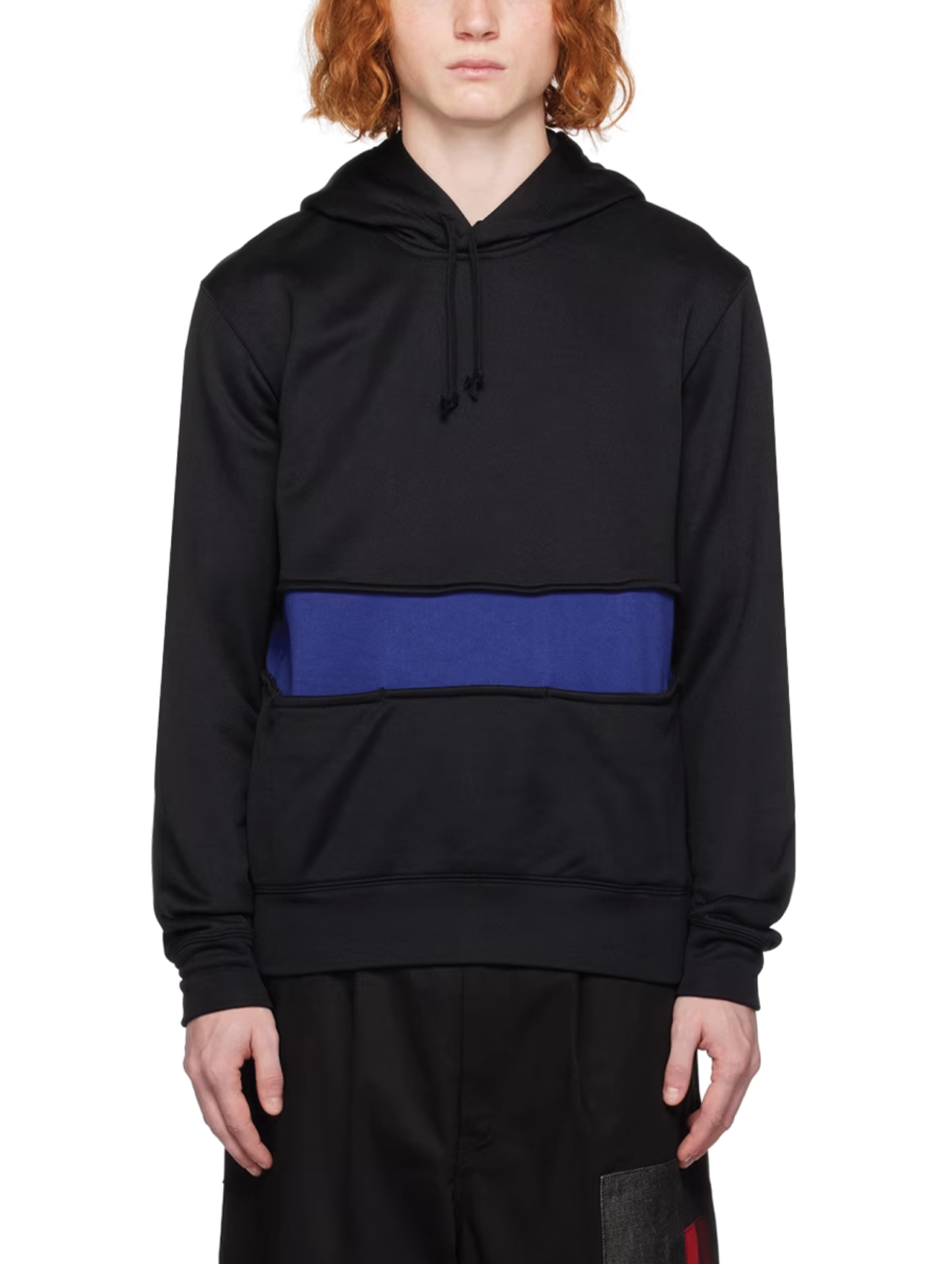 Homme Deux Black/Blue Stripe Detail Hoodie