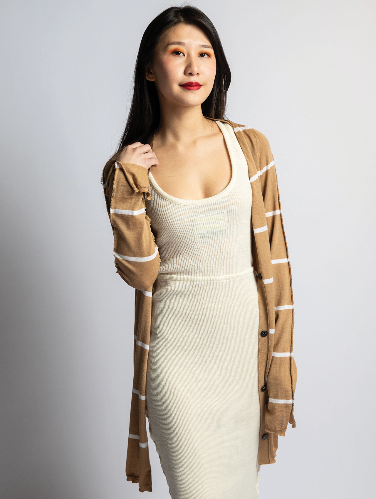 Marni Beige/White Stripe Cardigan