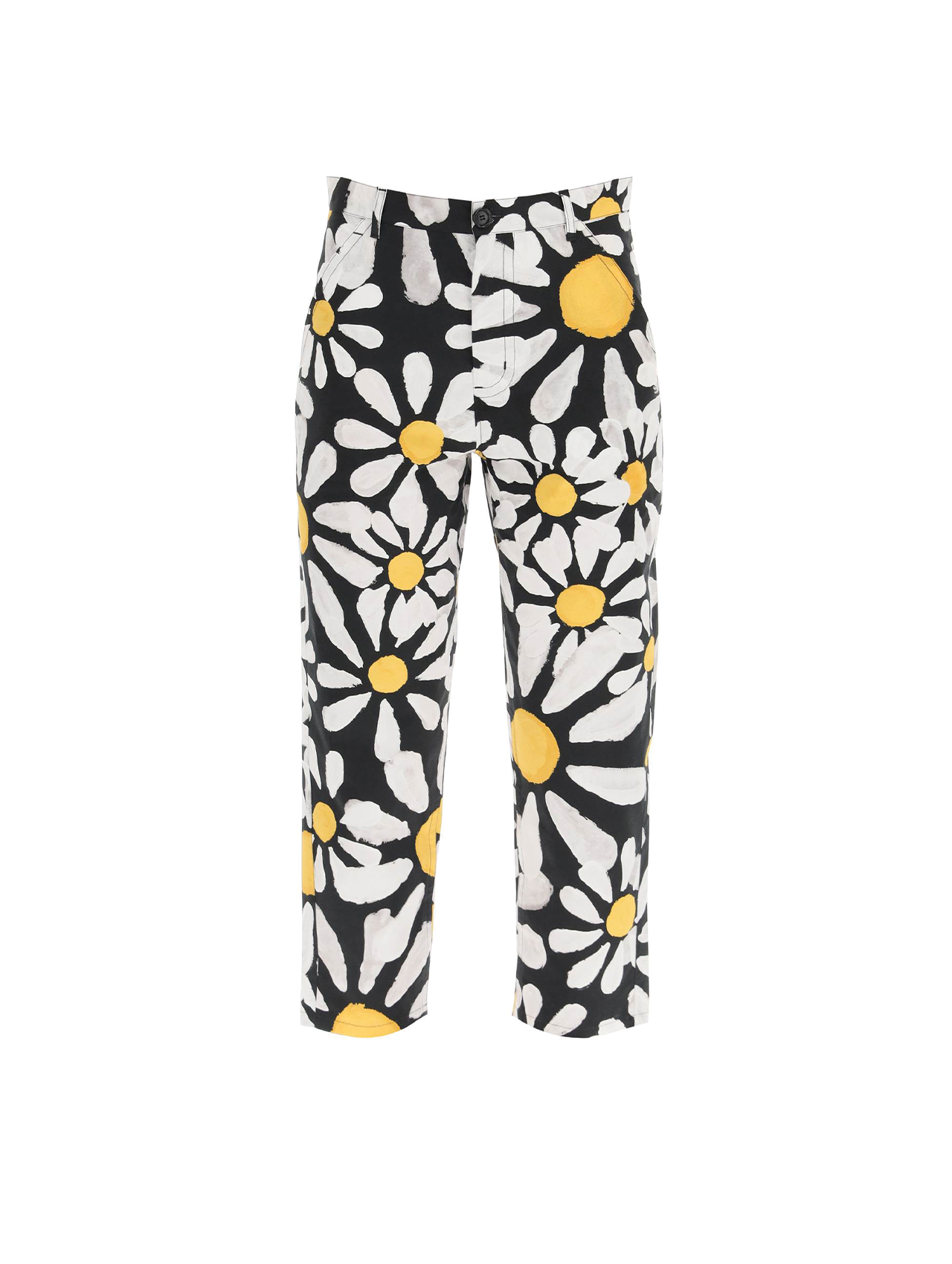 Marni Black Daisy Print Cropped Pants