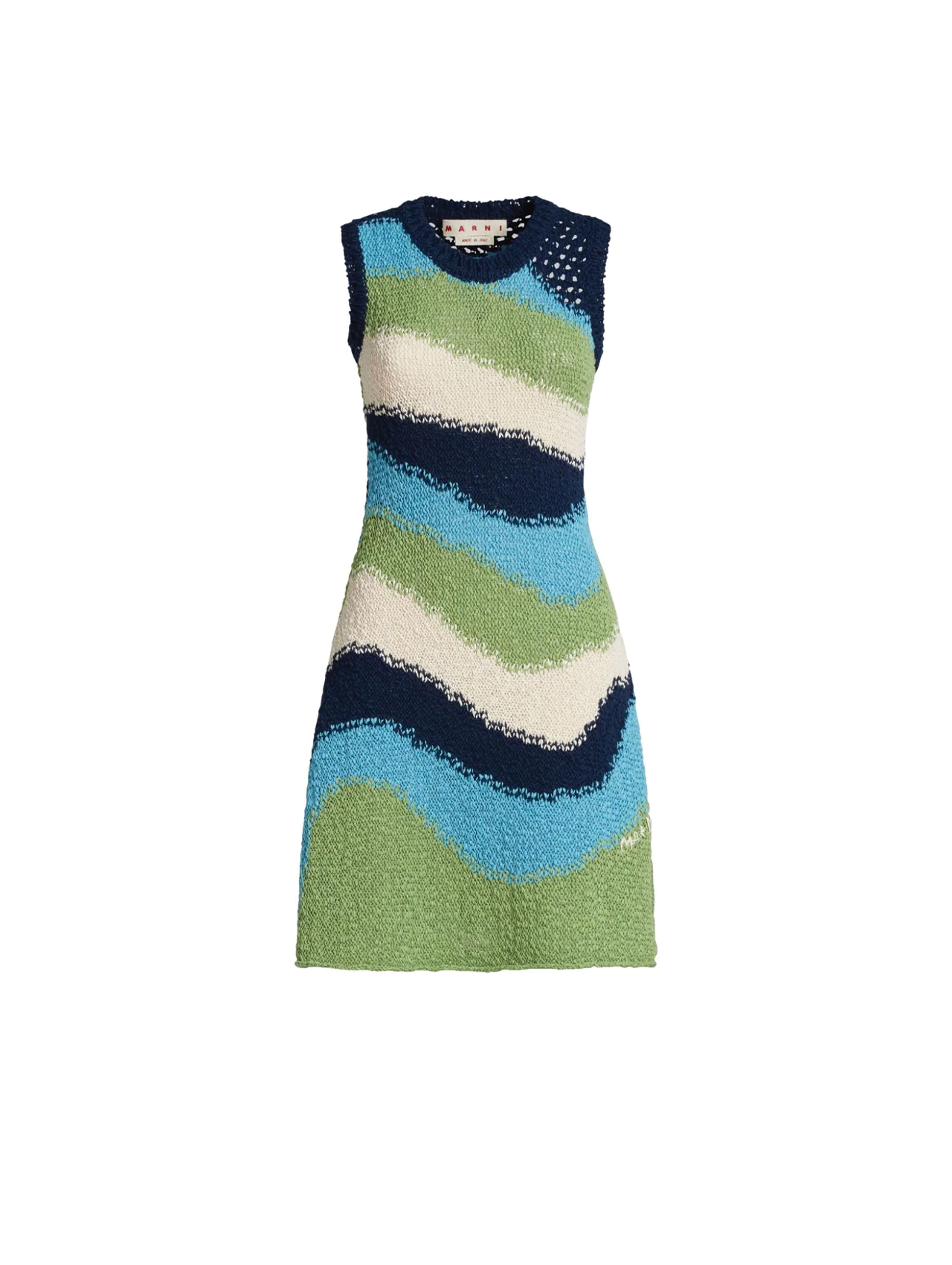 Marni Blue/Green Wavy Stripe Knit Dress