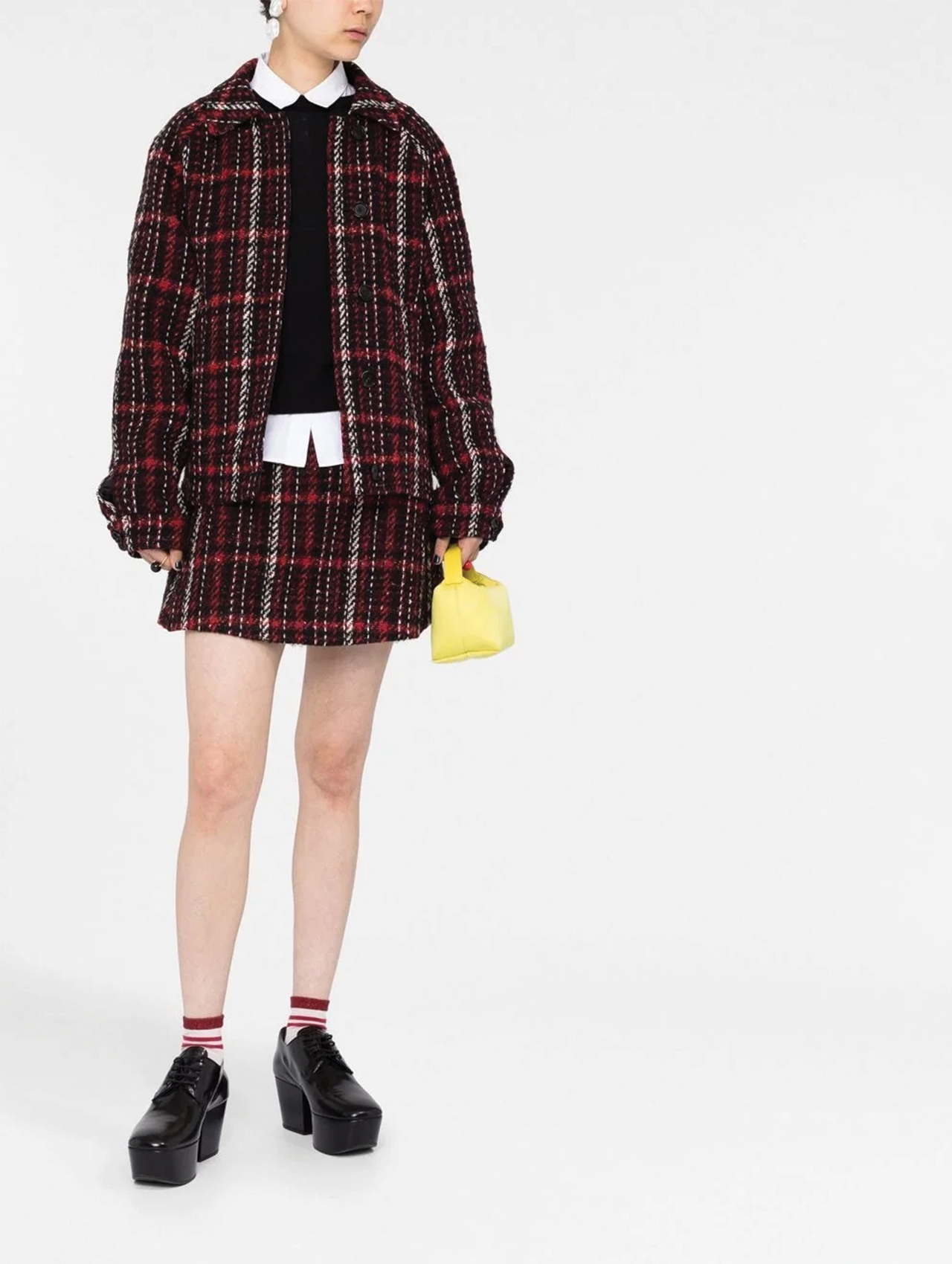 Marni Ruby Red Tweed Mini Skirt