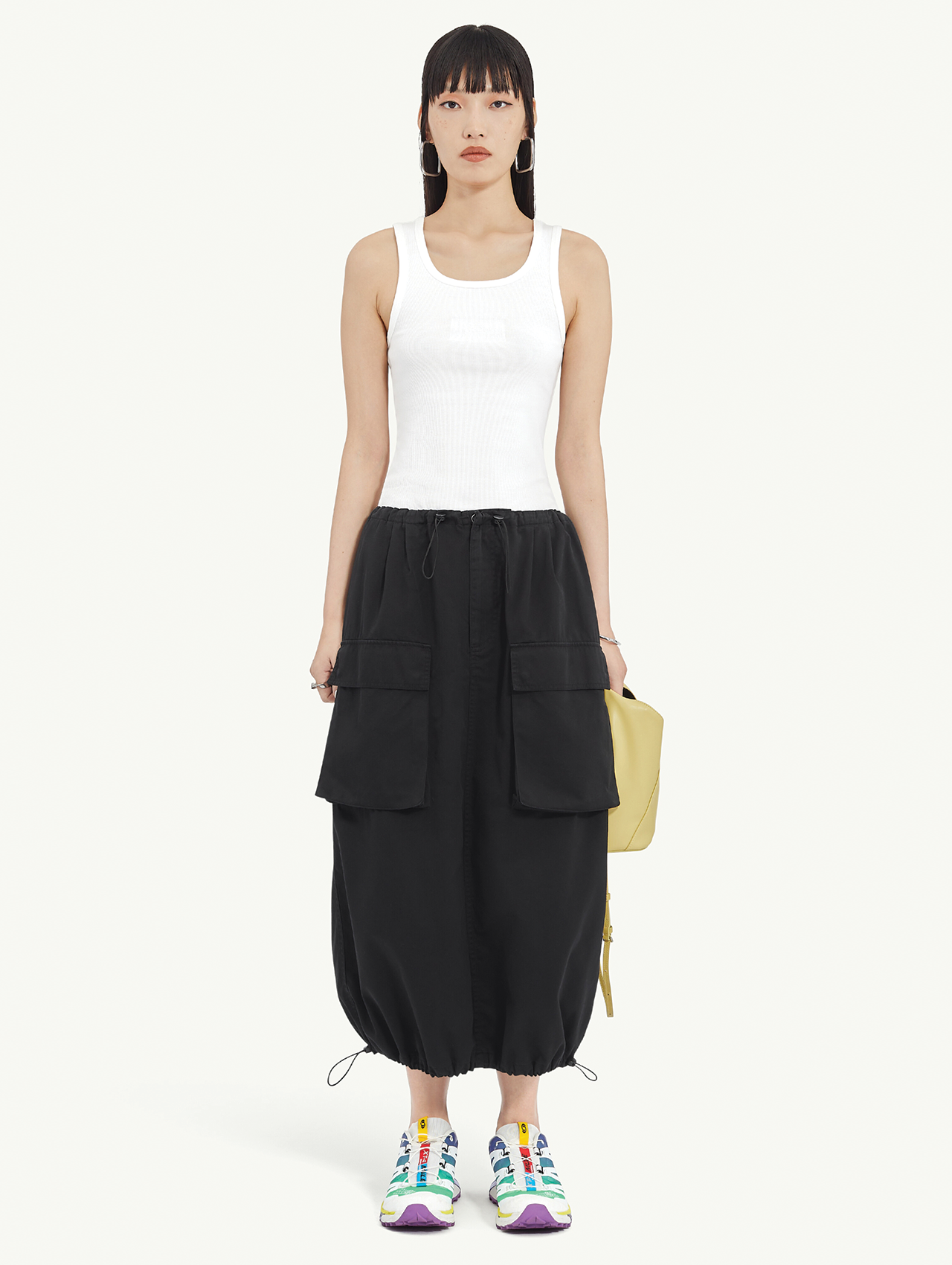 MM6 Black Cotton Cargo Skirt