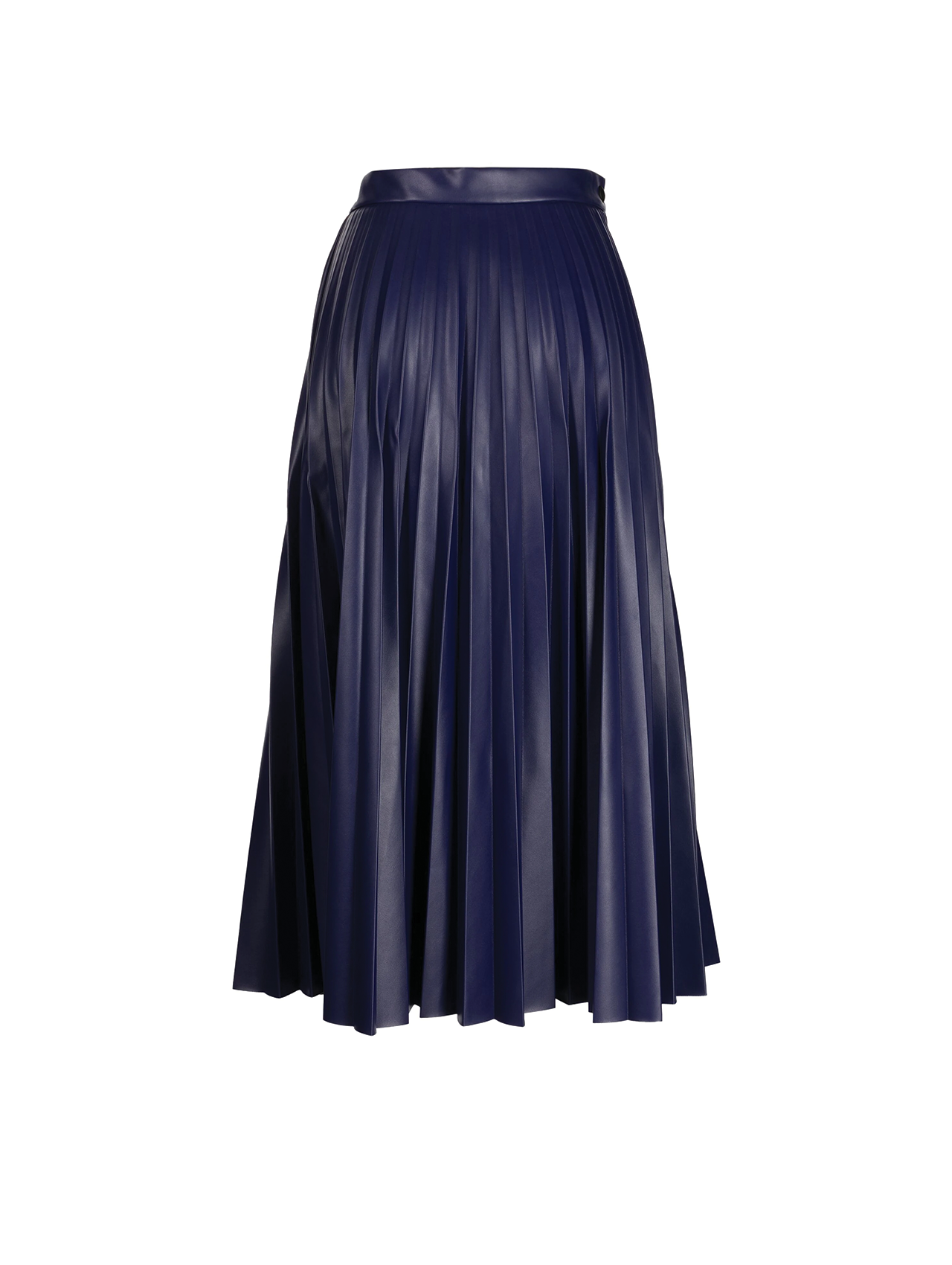 Navy pleated top faux leather skirt
