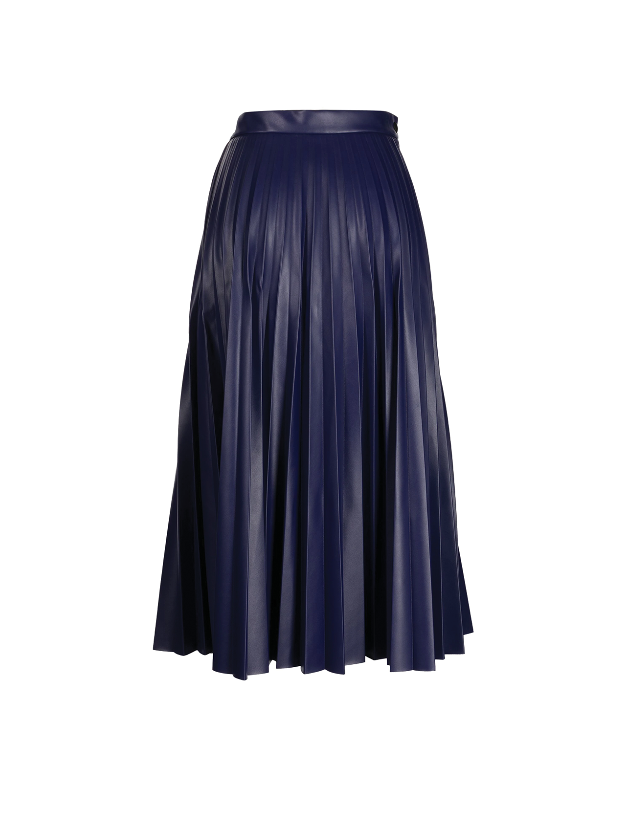 MM6 Blue Faux Leather Pleated Skirt