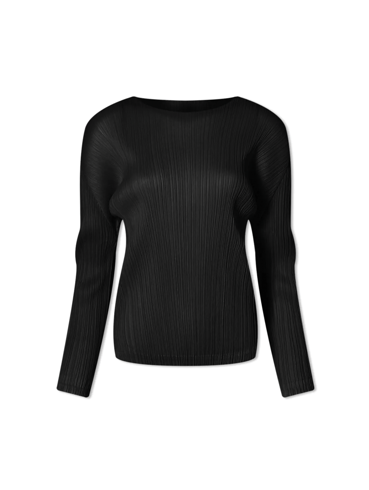 Pleats Please Issey Miyake Black Crew Neck Longsleeve Top