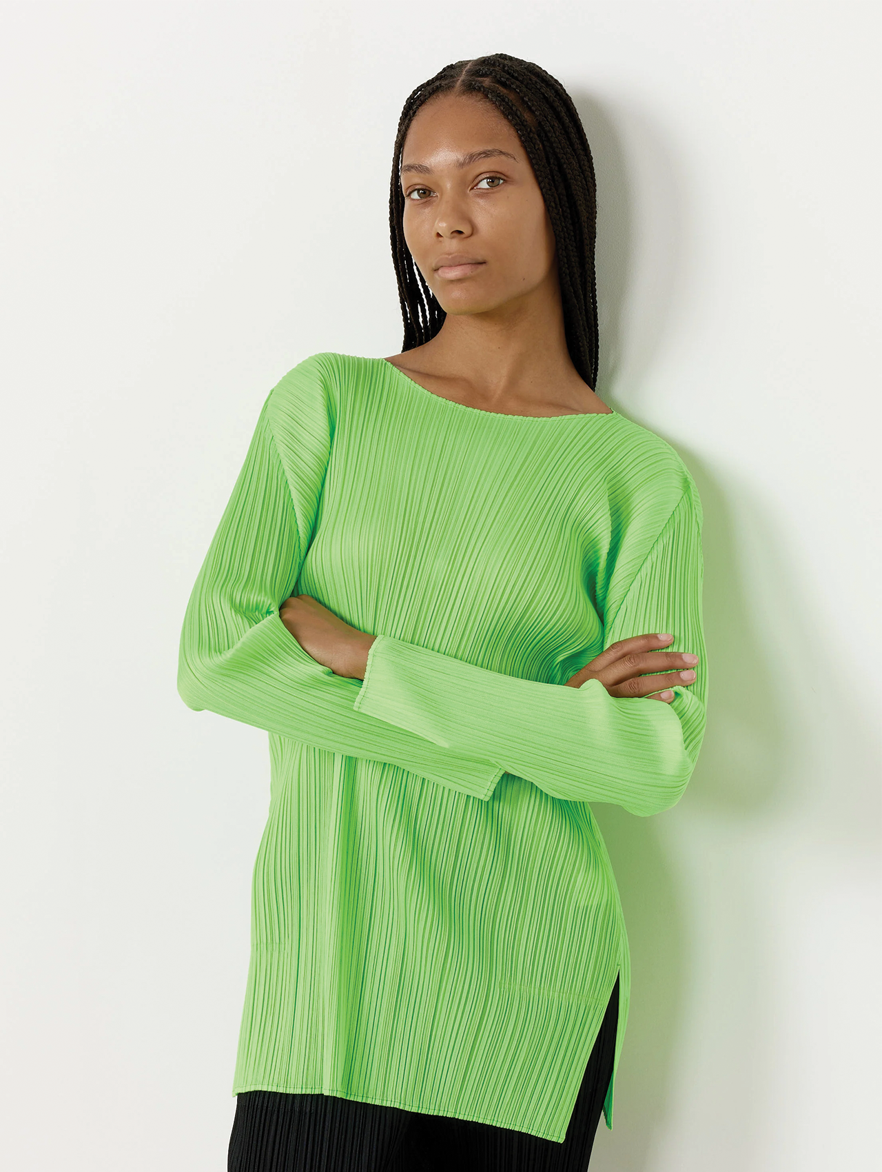 Pleats Please Issey Miyake Neon Green Longsleeve Top