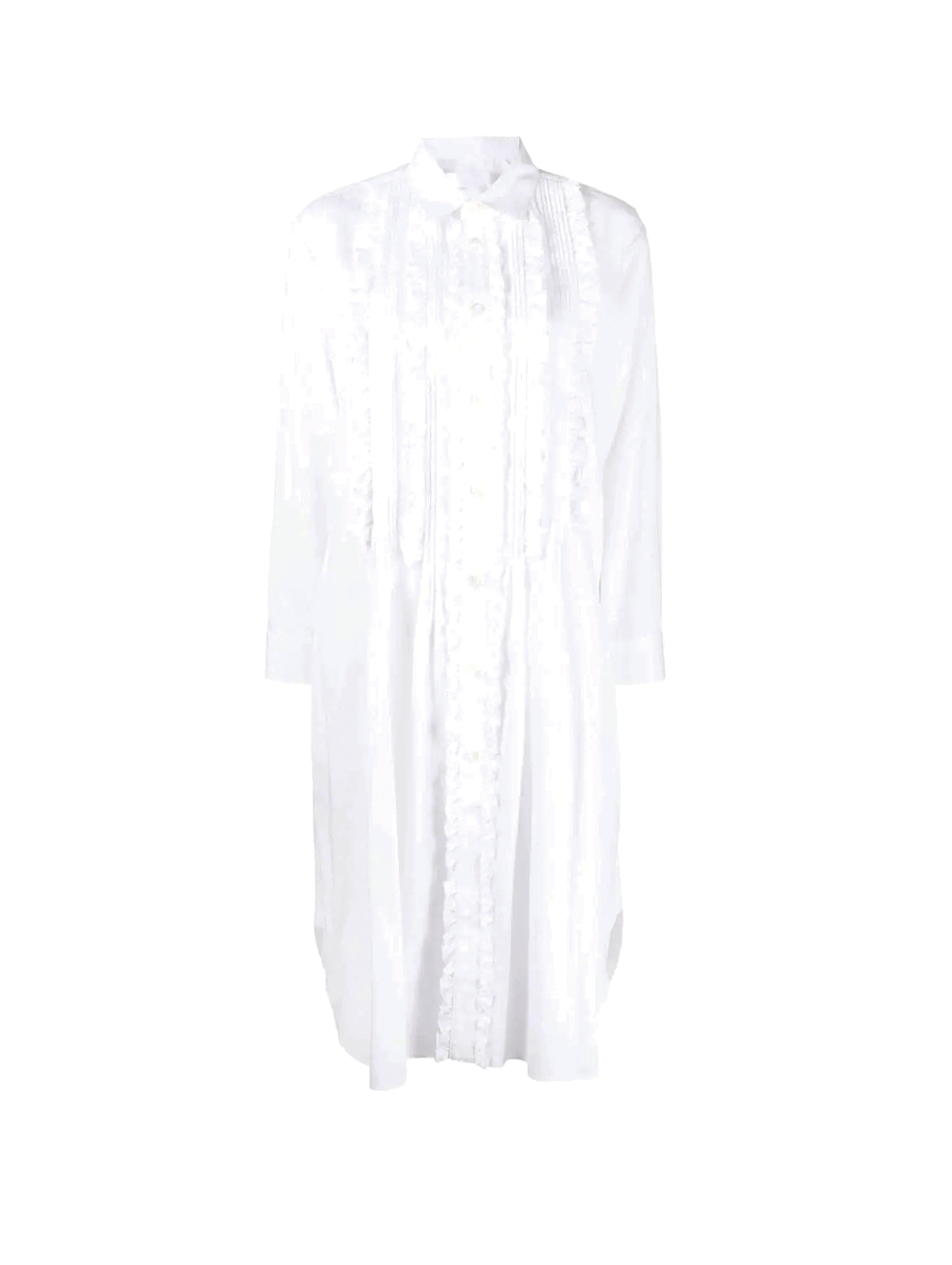 White ruffle cheap shirt dress