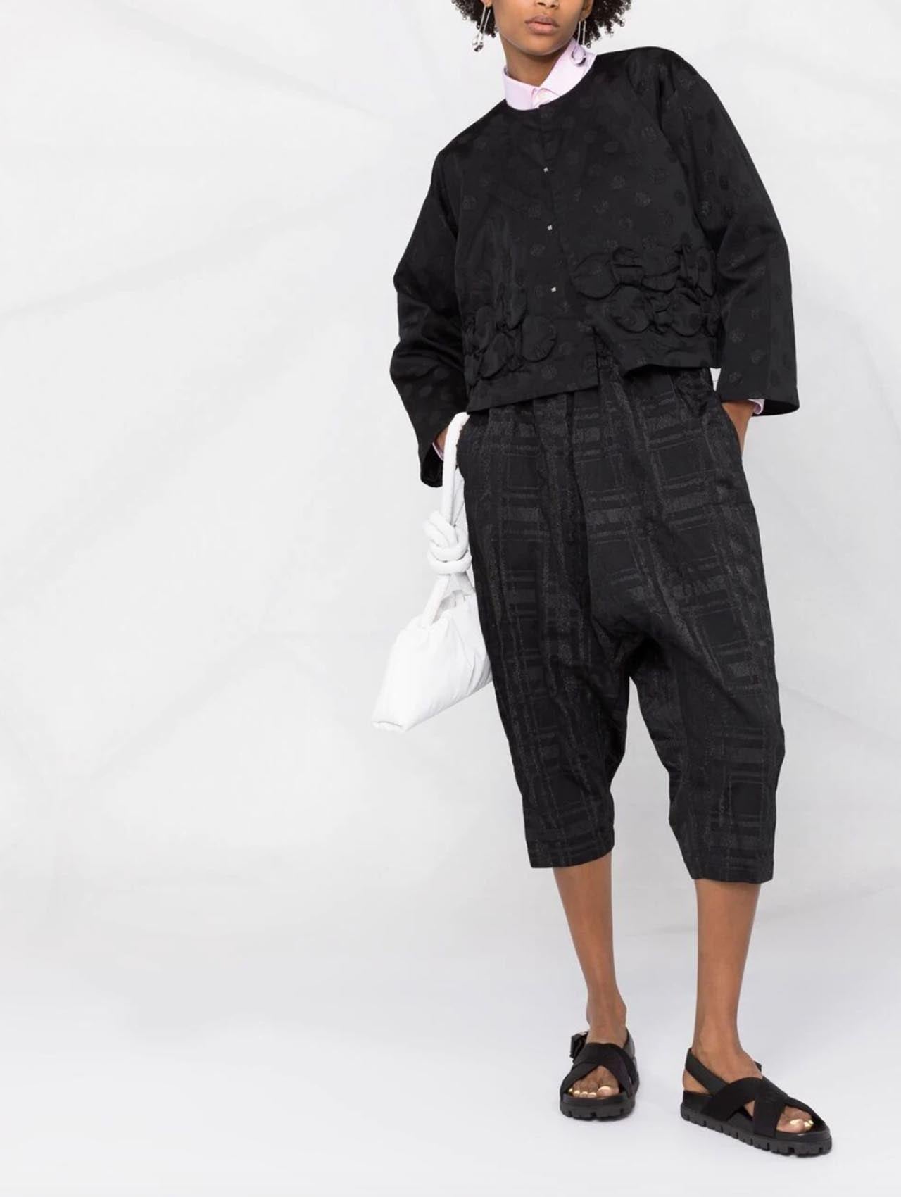 CDG CDG Black Check Print Cropped Pants