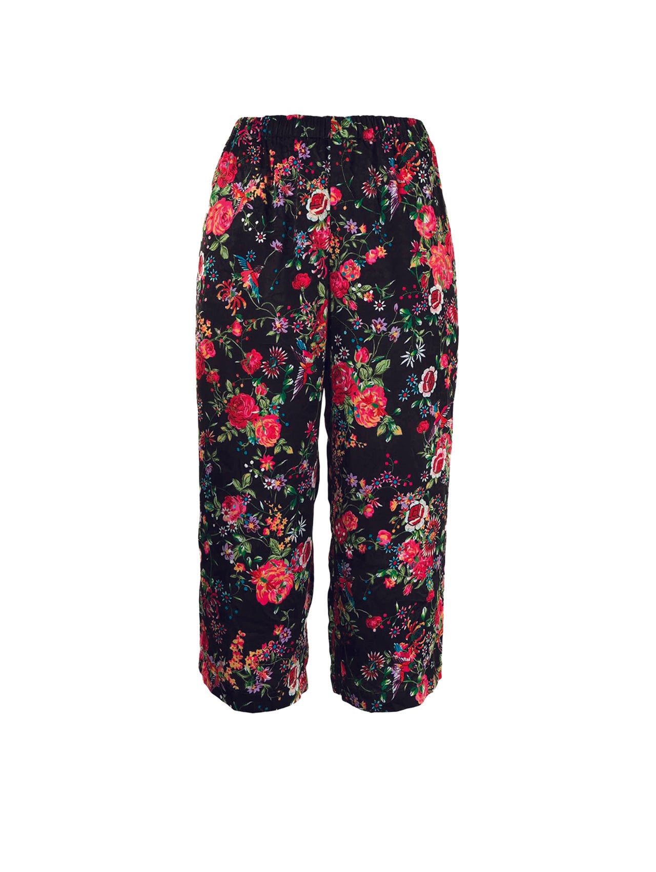 CDG CDG Black Floral Print Cropped Pants