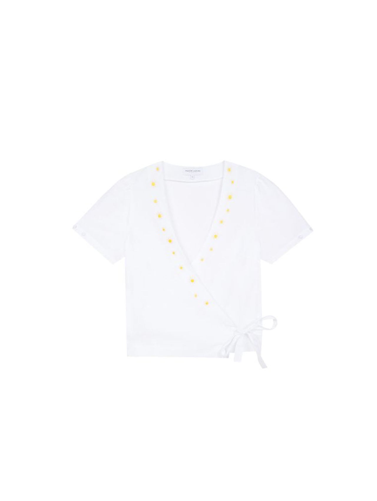 Maison Labiche White Daisy Wrap Top