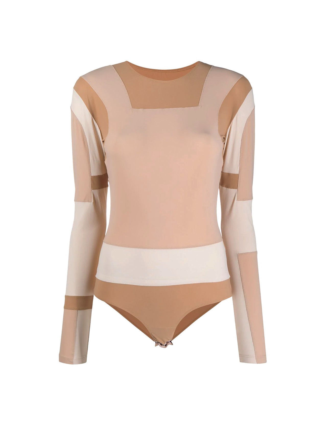 MM6 Beige Appliqué Full Sleeve Body Suit