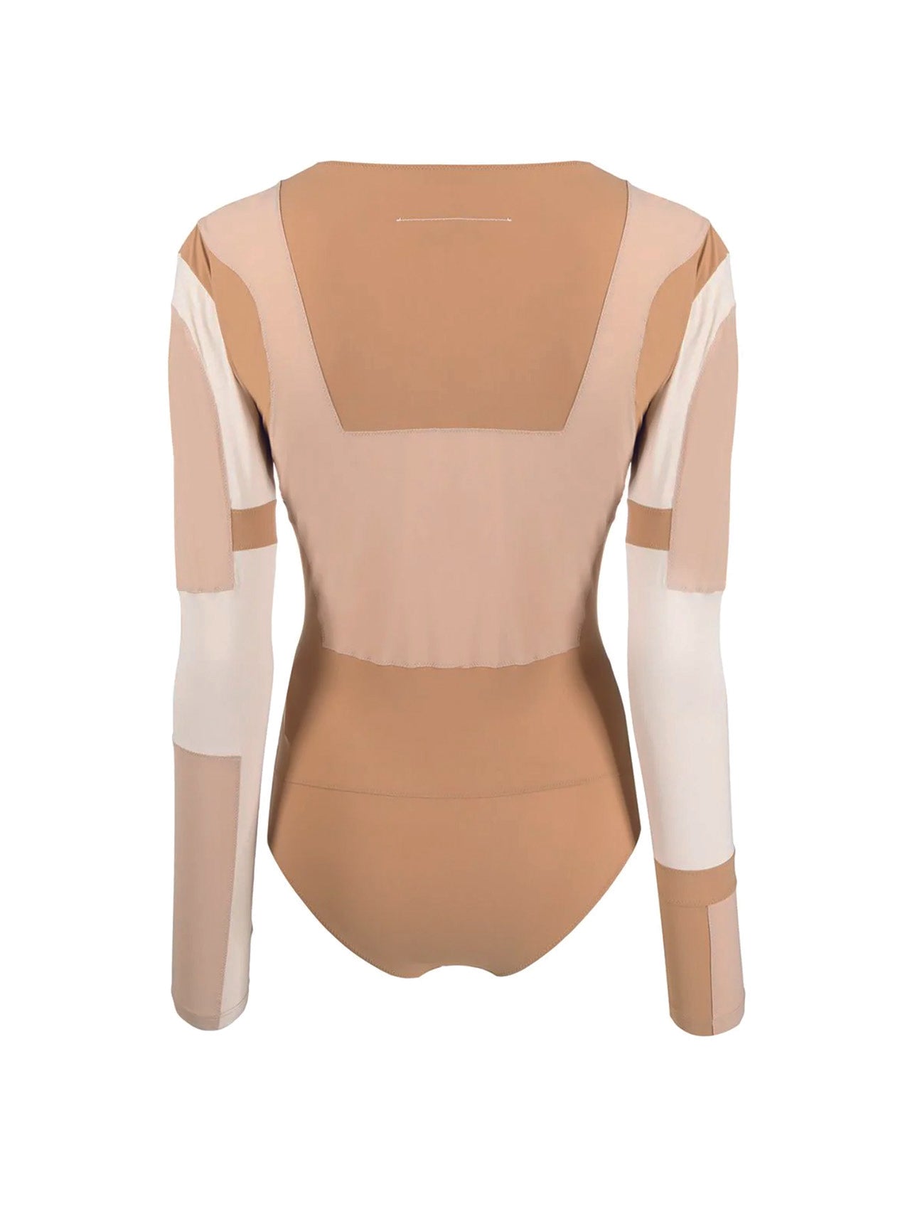 MM6 Beige Appliqué Full Sleeve Body Suit
