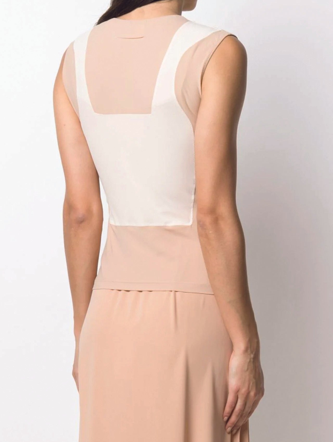 MM6 Beige Appliqué Sleeveless Top