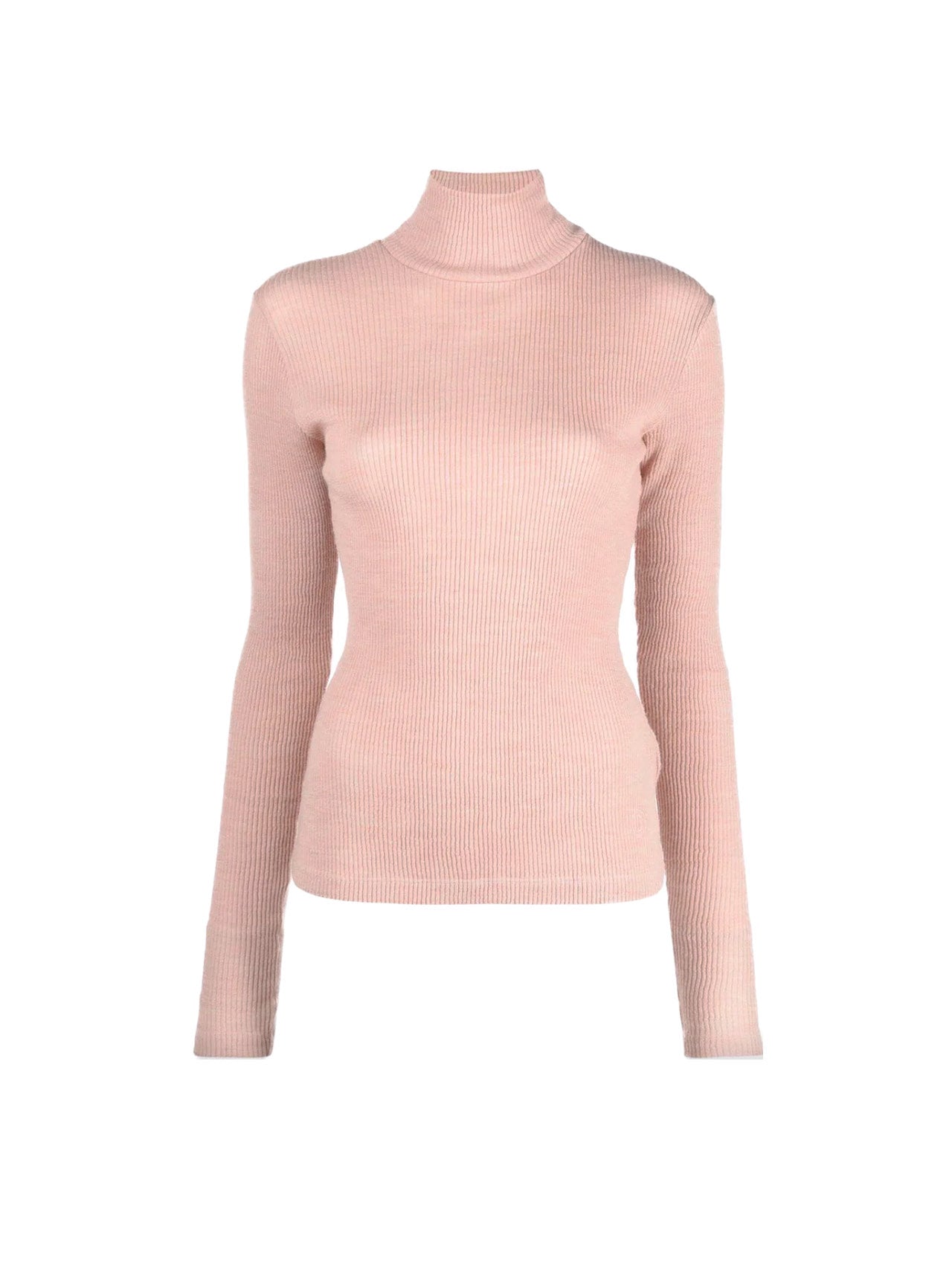 MM6 Beige Rib Knit Turtle Neck Knit