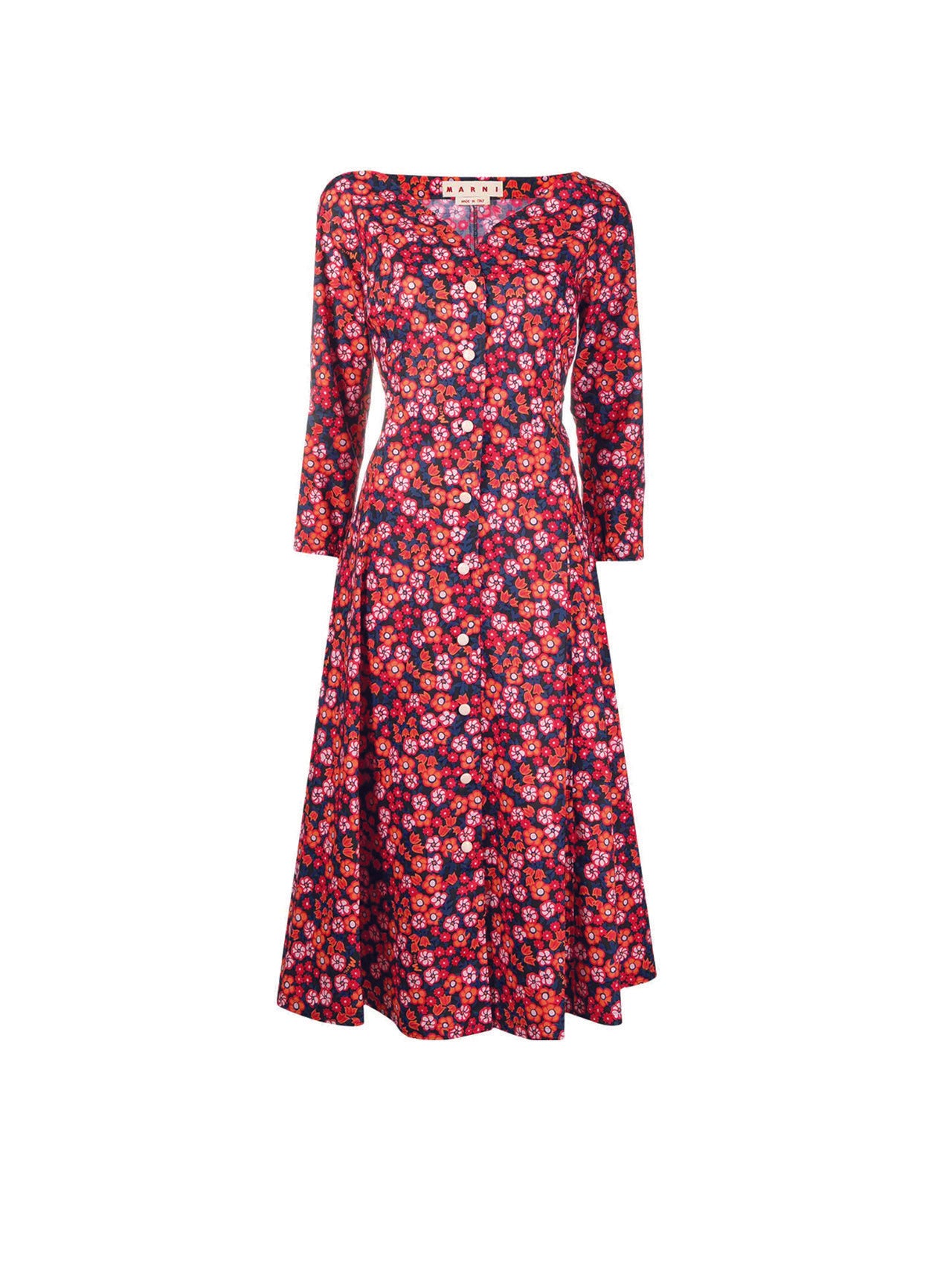 Marni Red Floral Shirt Dress