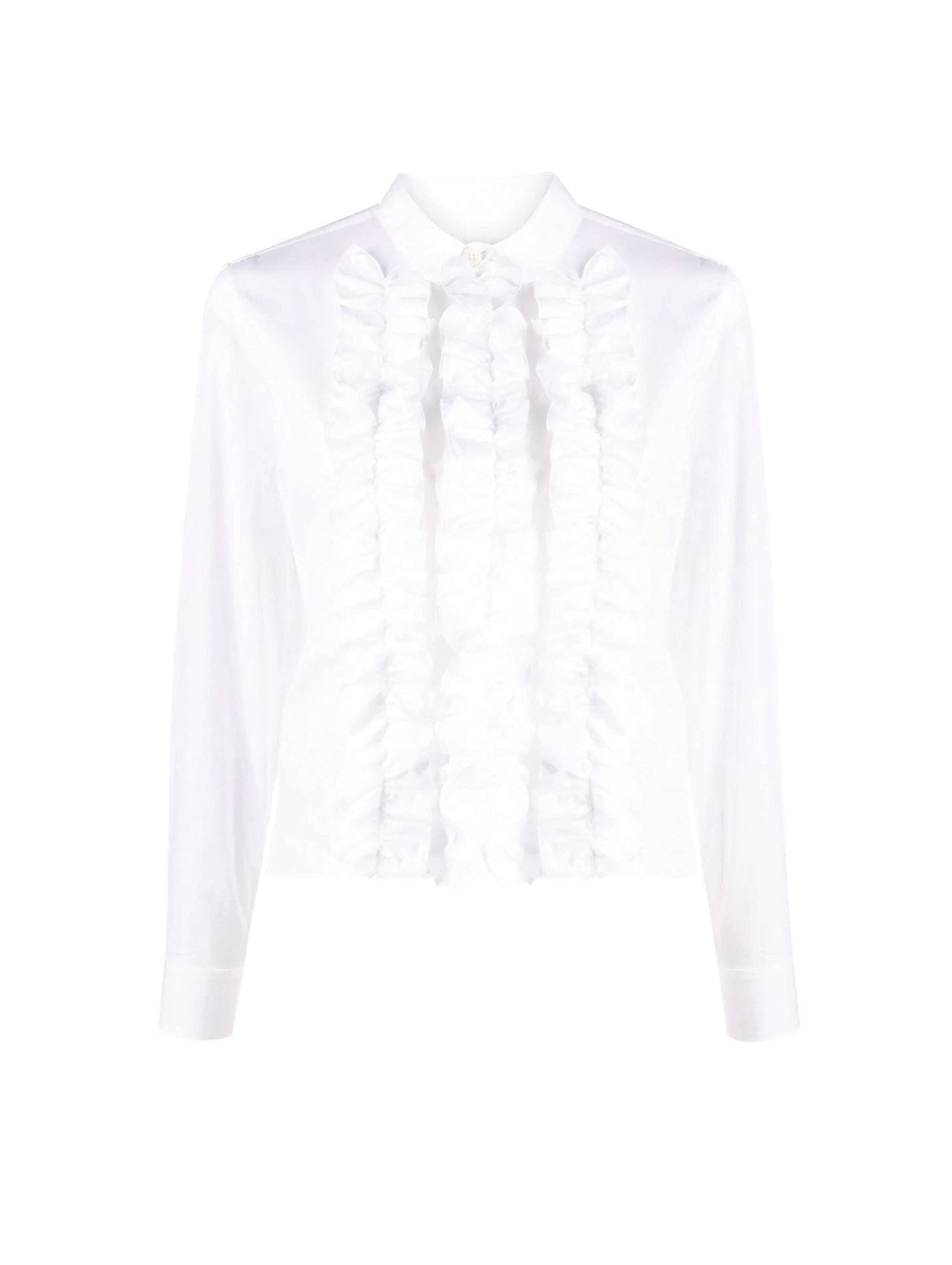 Front ruffle hot sale shirt