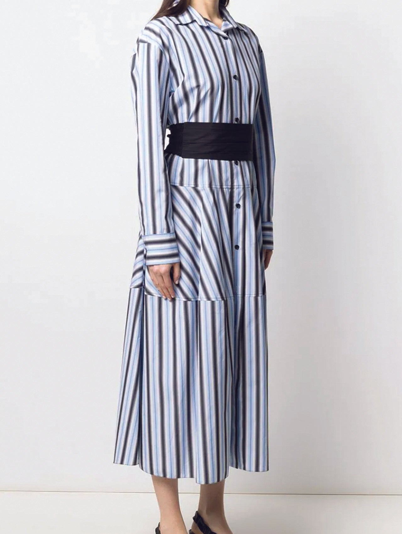 Marni Blue Striped Shirt Dress