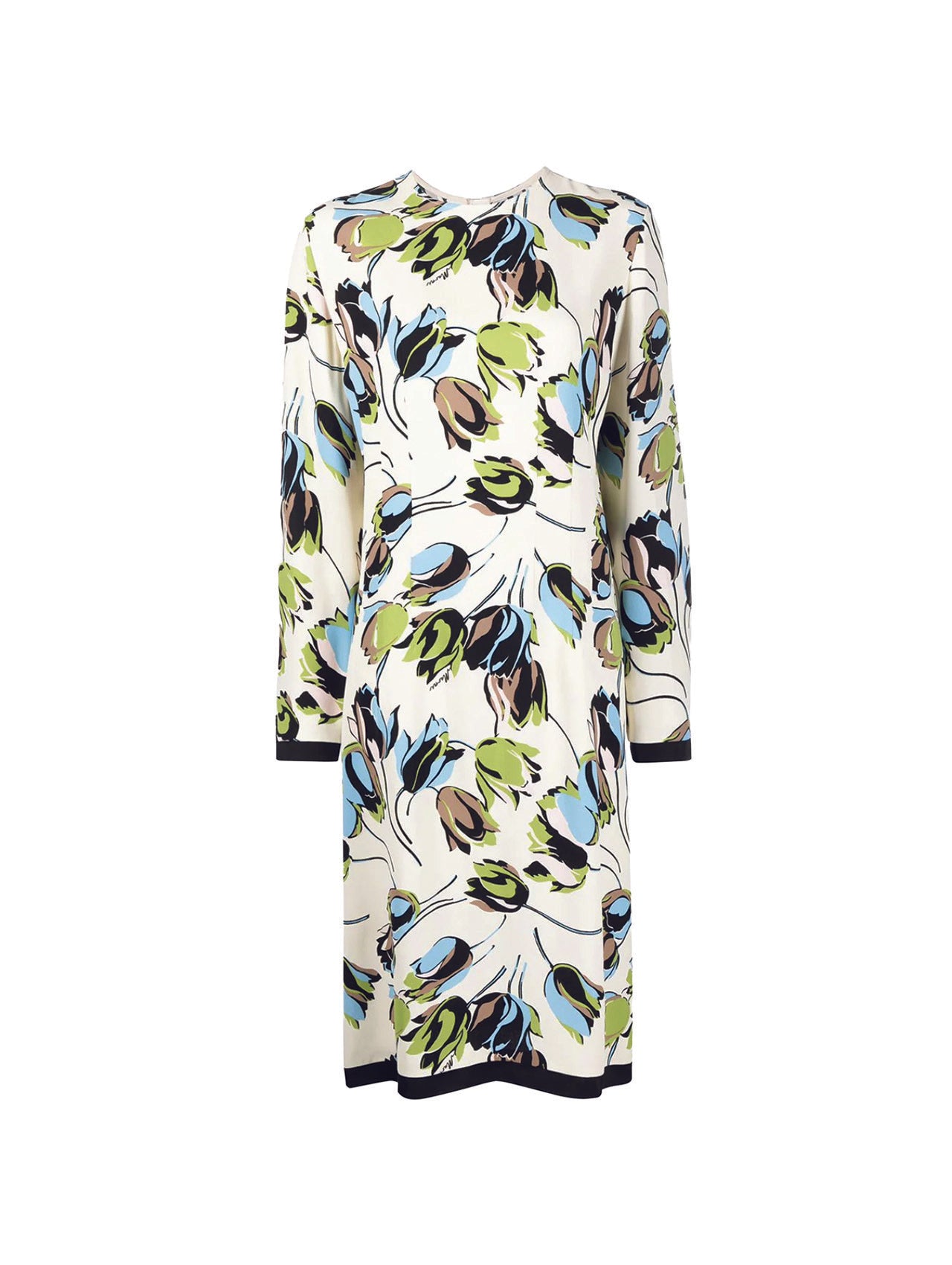 Marni Beige & Blue Floral Print Shift Dress