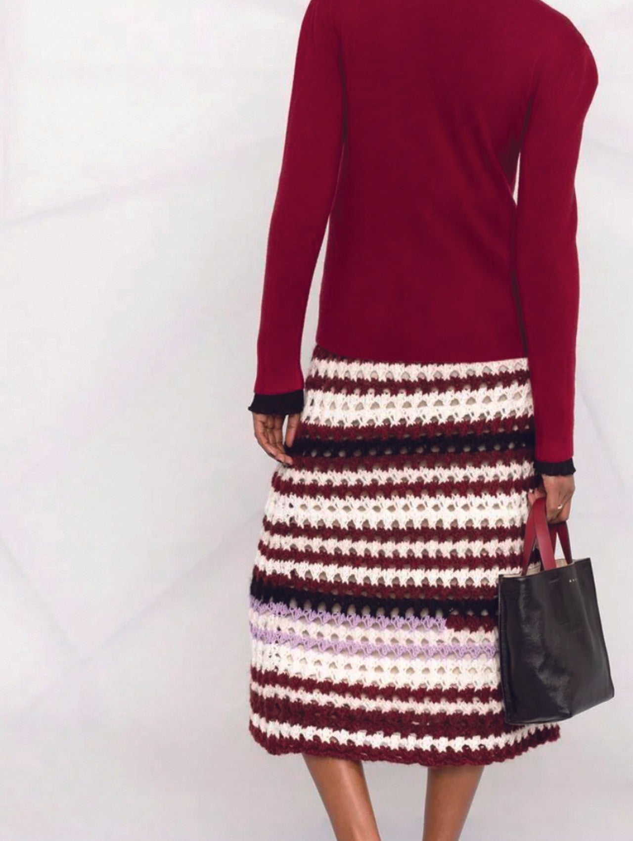 Marni Red Stripe Open Knit Skirt