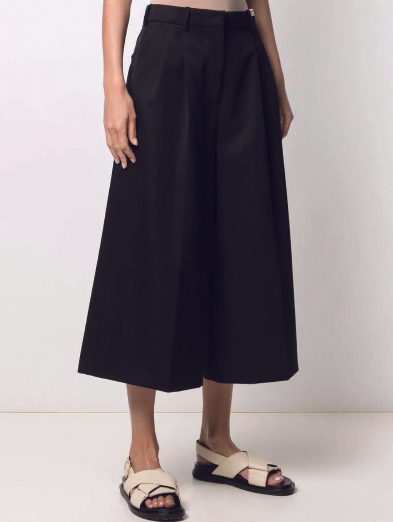 Marni Black Cropped Wide Leg Trousers