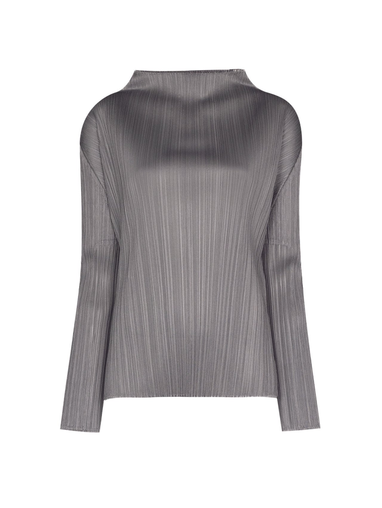 Pleats Please Issey Miyake Grey Basics Long Sleeve Top