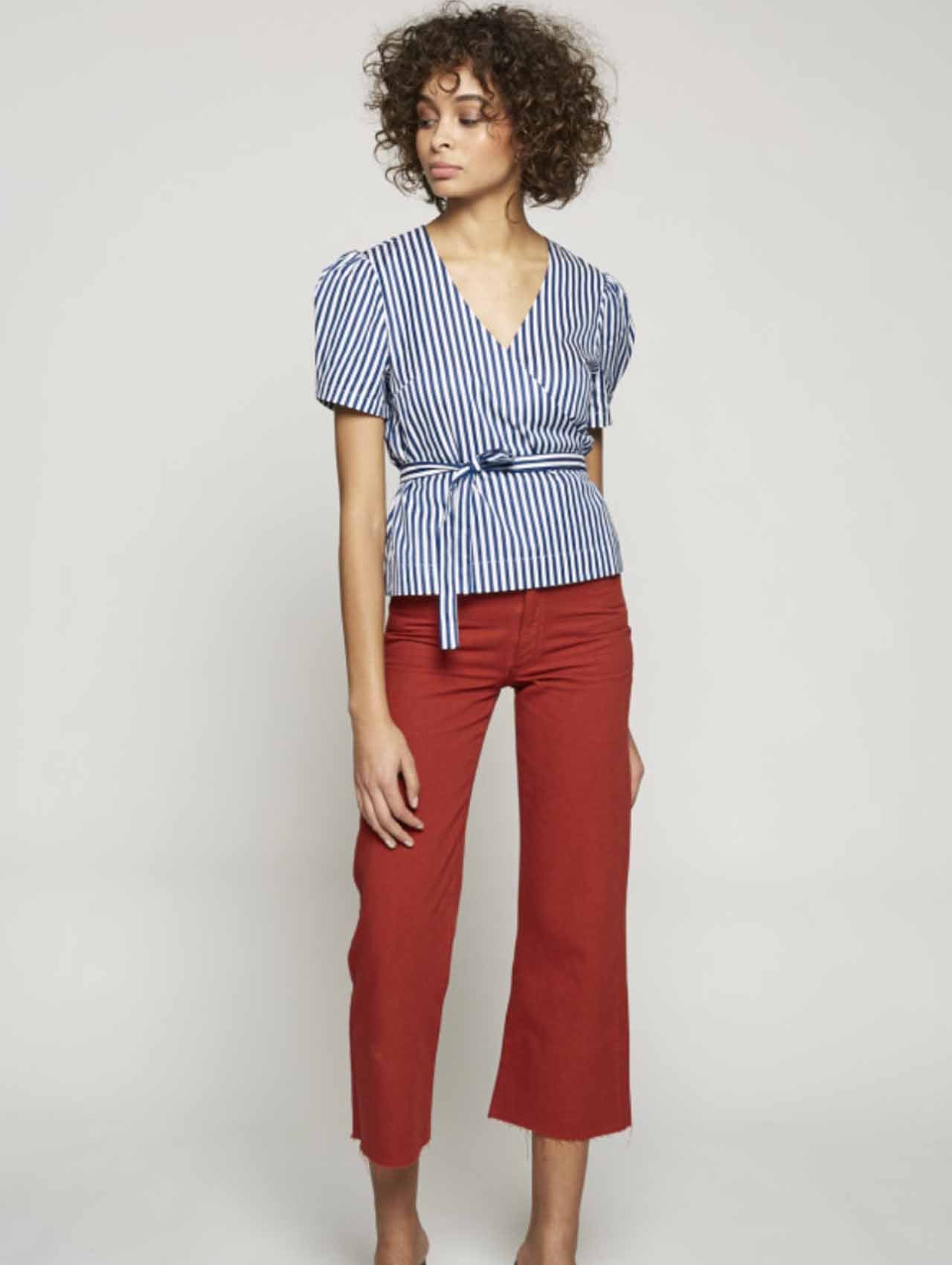 Maison Labiche Ultramarine Stripe Wrap Top