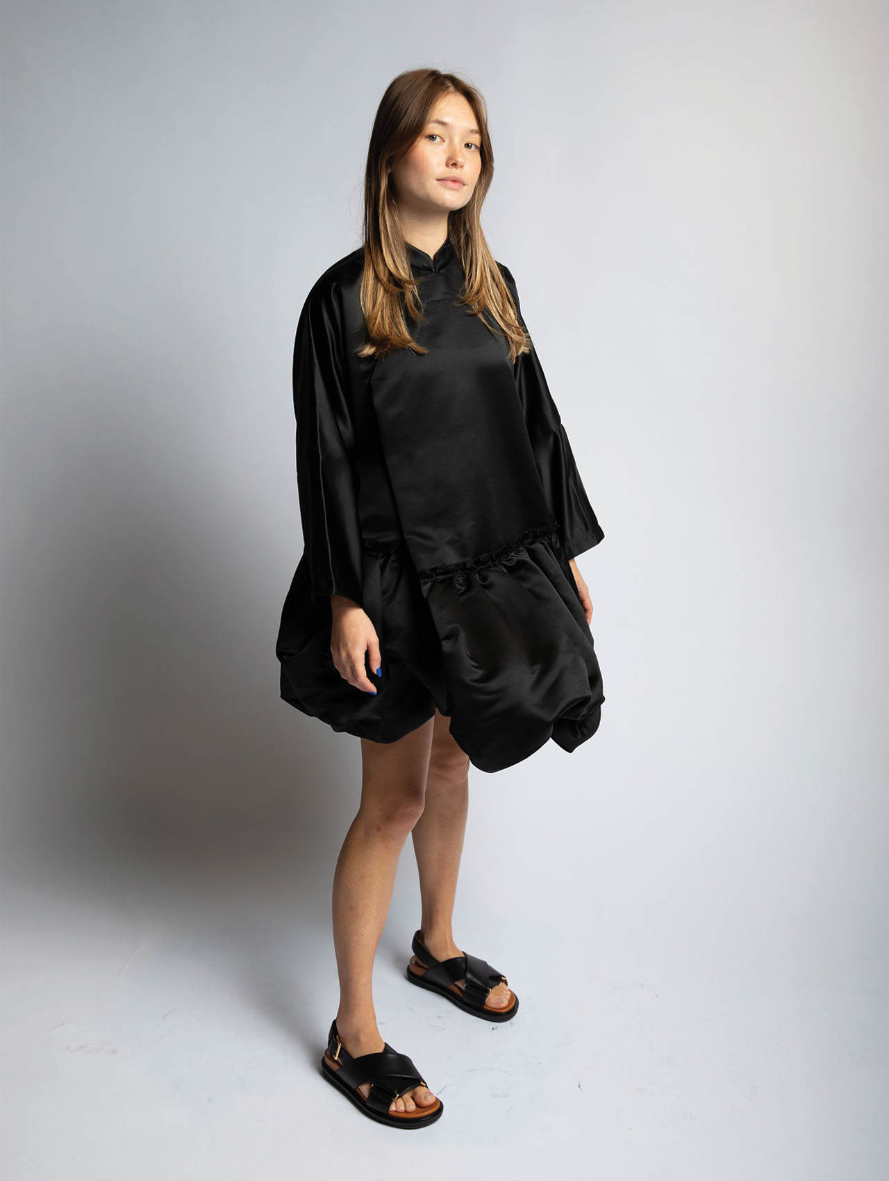 CDG CDG Black Satin Balloon Mini Dress