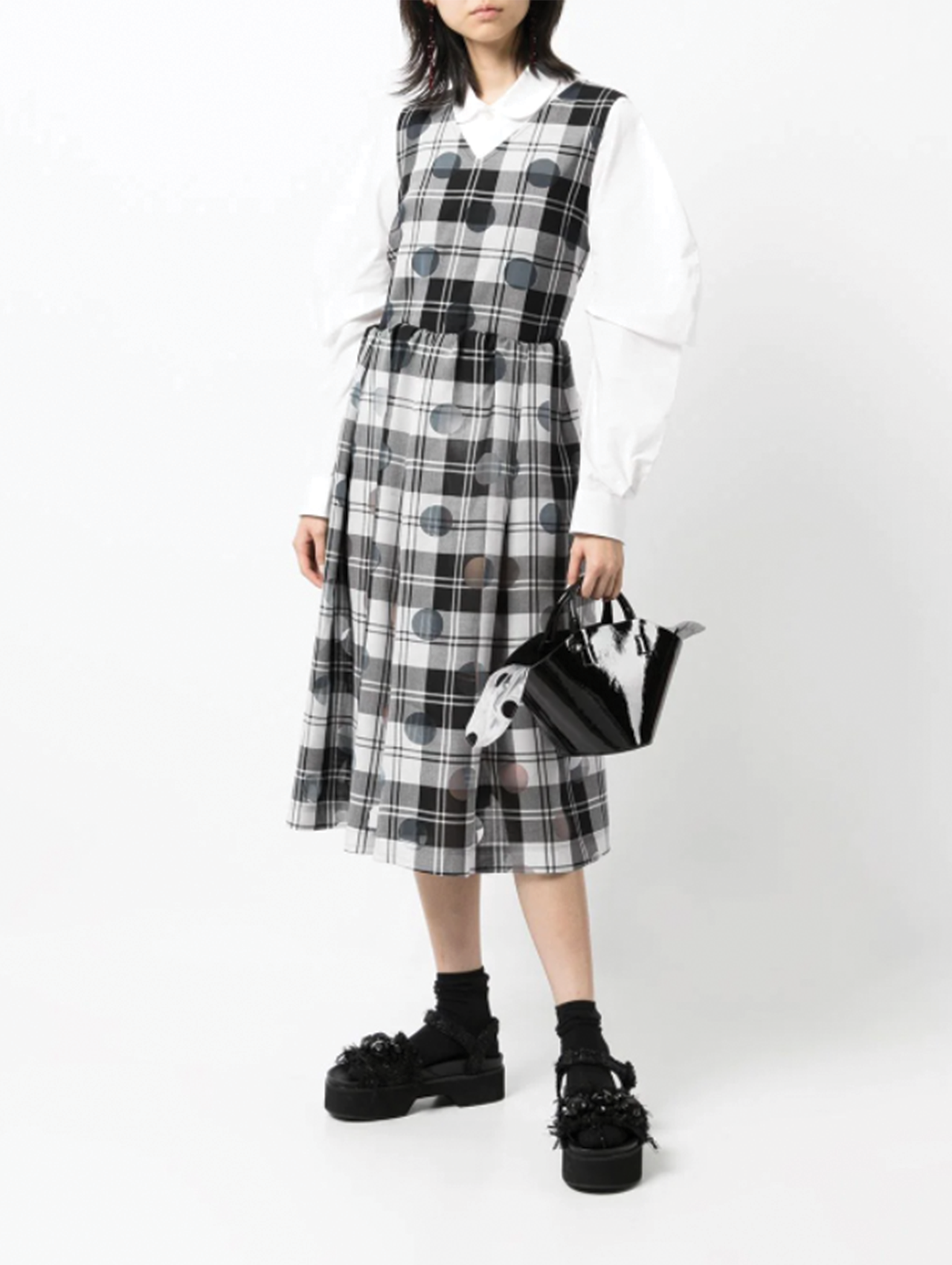 CDG TAO Grey Polka Dot Check Dress