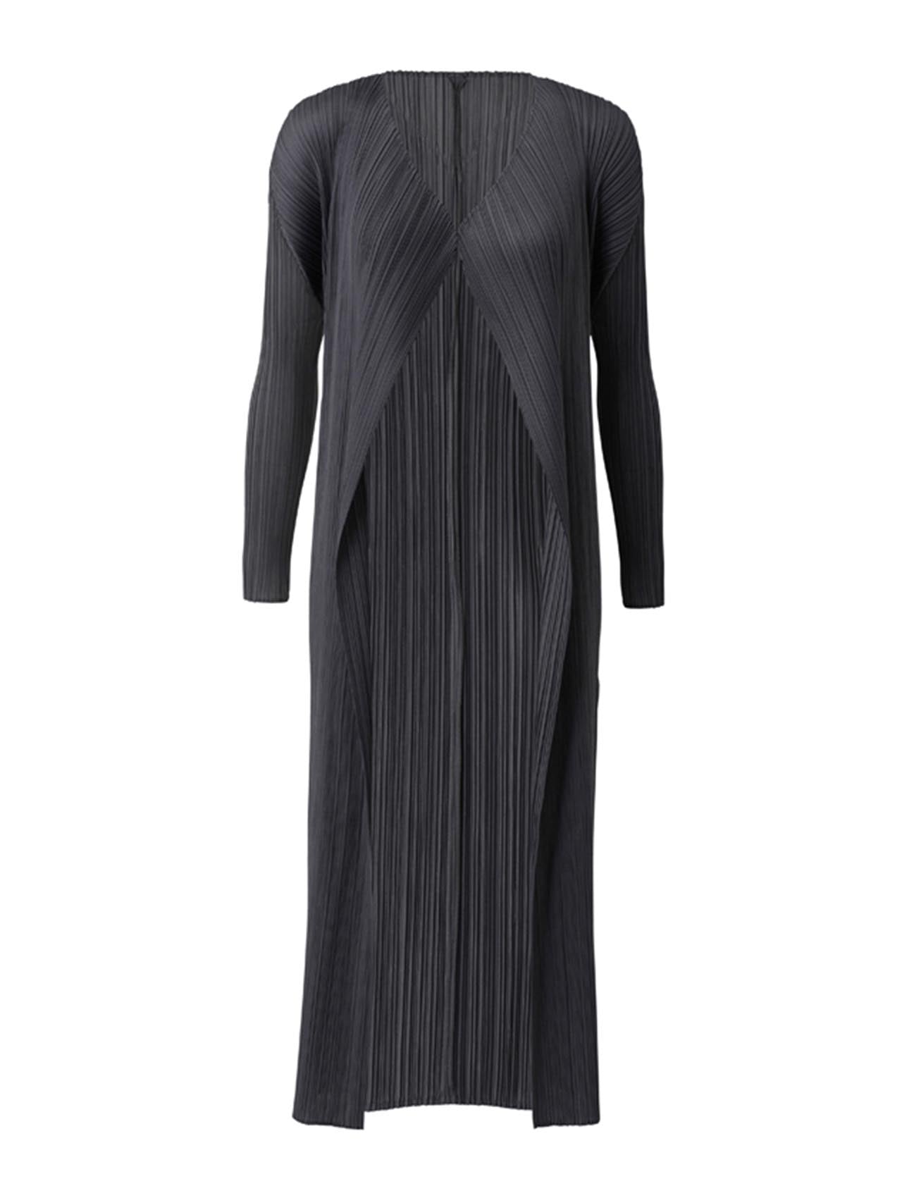 Pleats Please Issey Miyake Black Basics Long Sleeve Coat