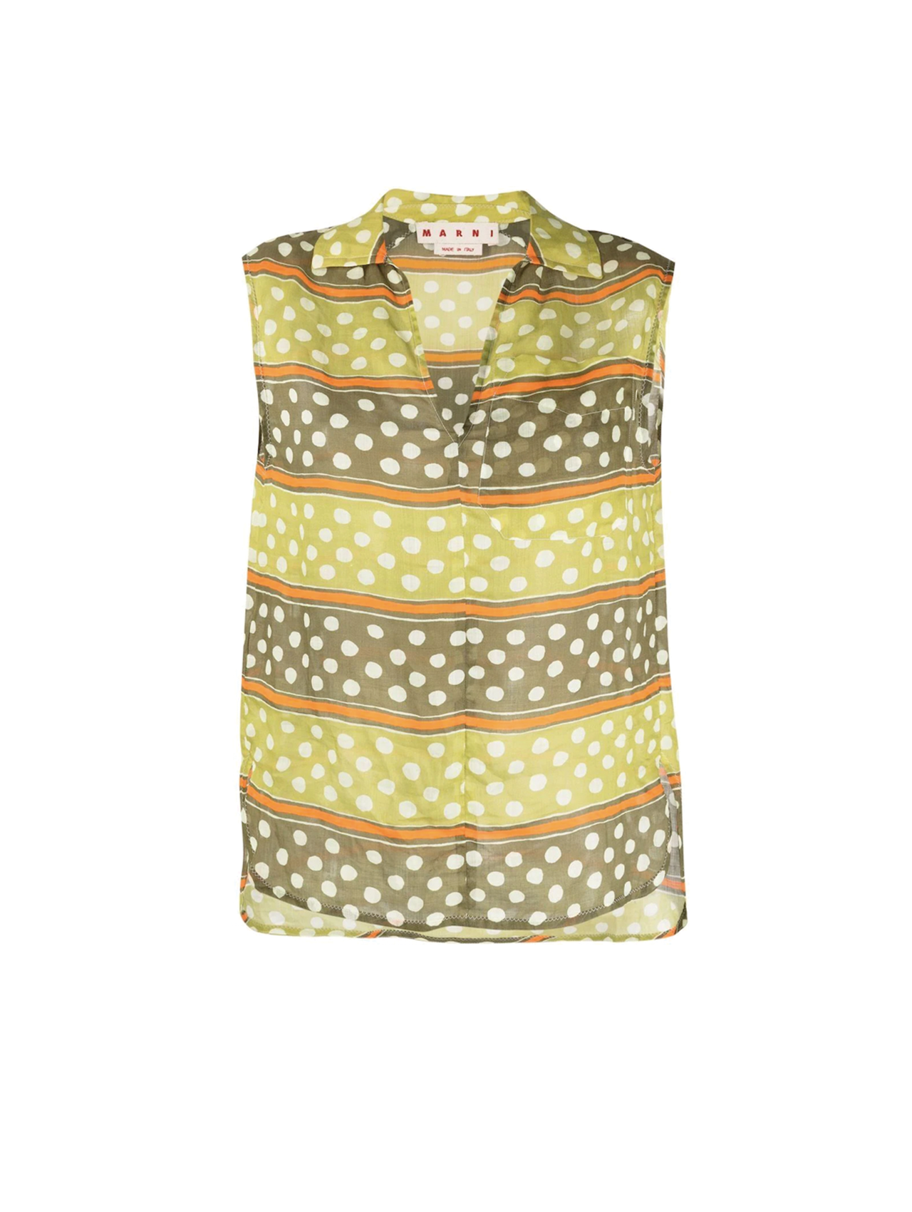 Marni Olive Dot & Stripe Top