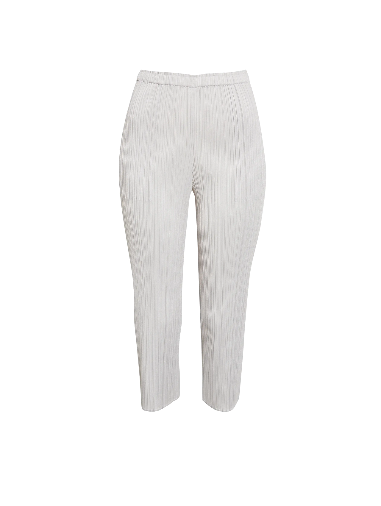 Pleats Please Issey Miyake Light Grey Cropped Basic Pants