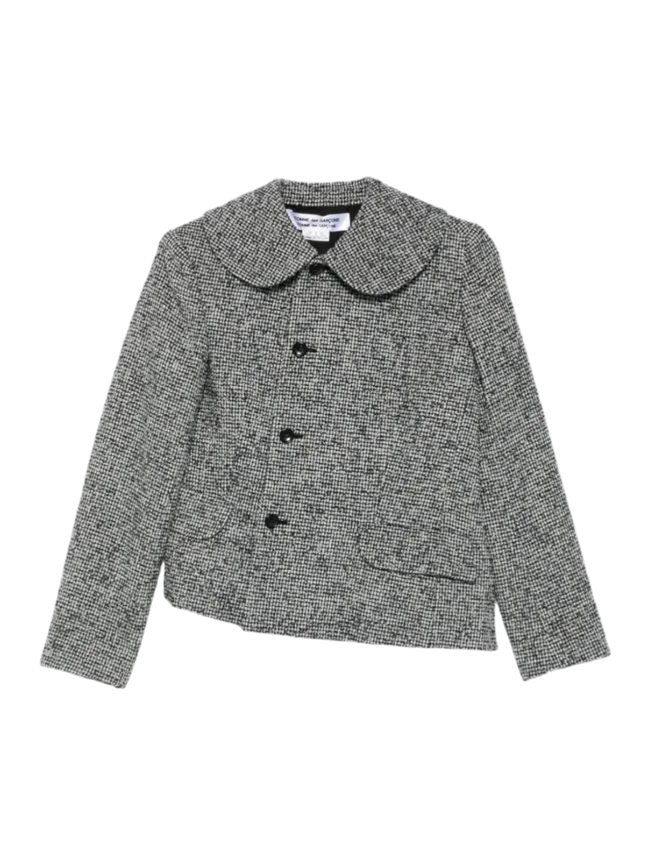 CDG CDG Black/Ecru Asymmetric Houndstooth Jacket