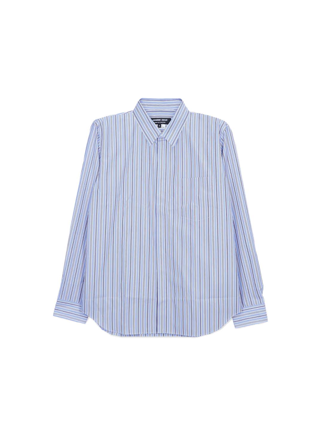 CDG Homme Deux Blue Striped Concealed Placket Shirt