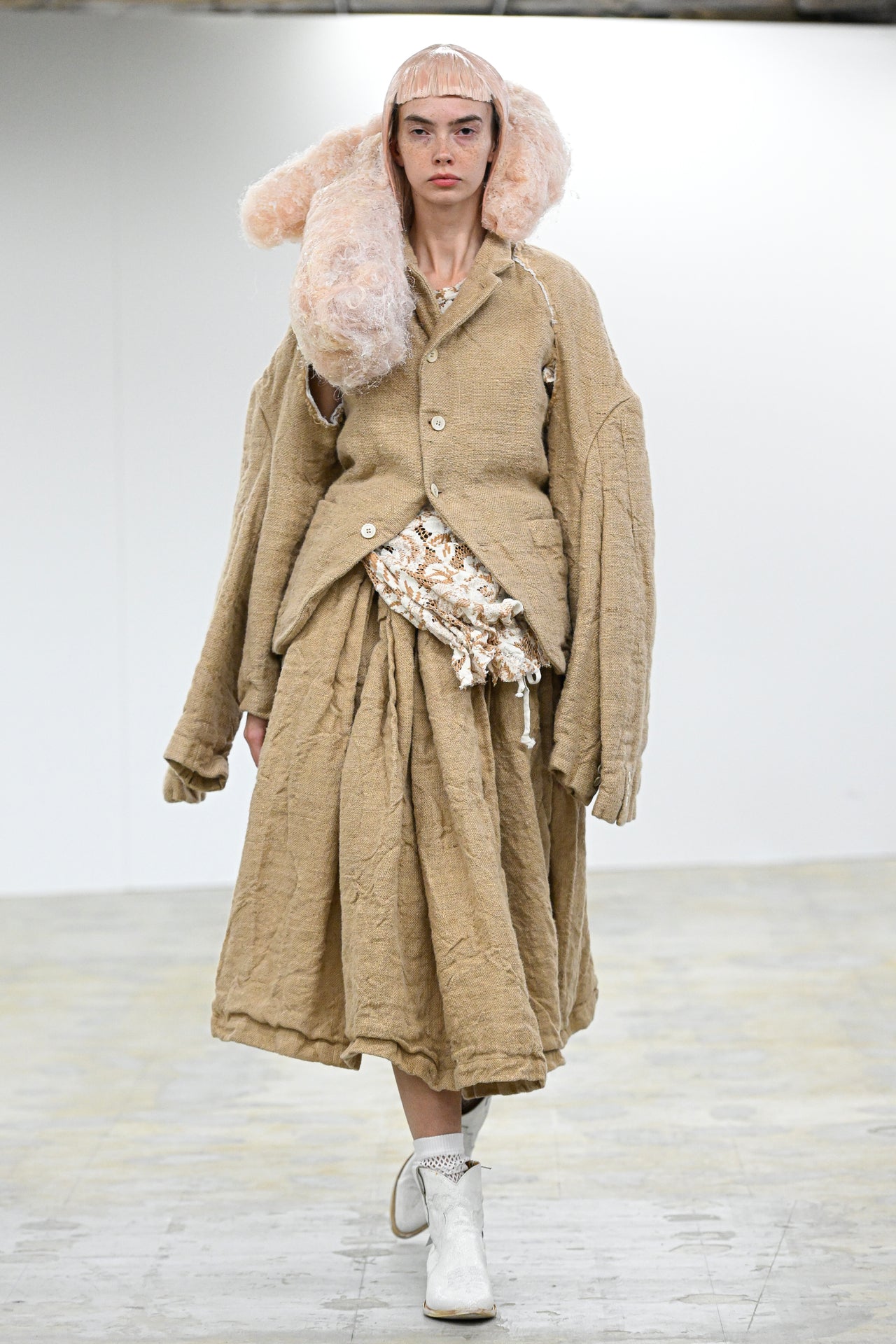 Comme Des Garçons Ecru Jute Runway Skirt